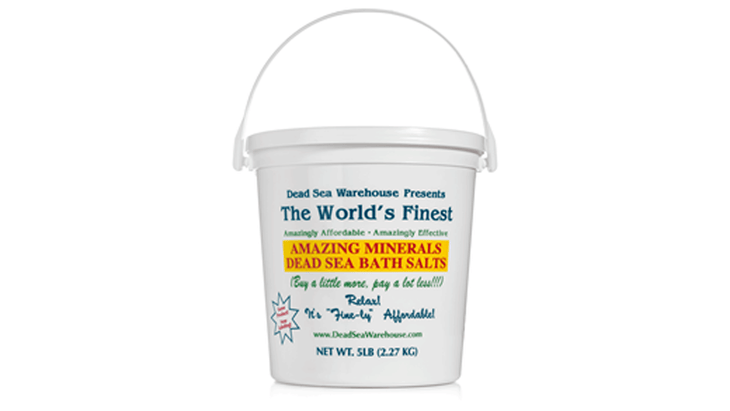 A 5-pound bucket of bath salts from Dead Sea Warehouse