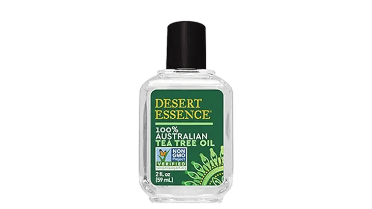 A bottle of Desert Essence tea tree oil