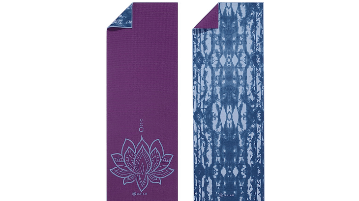 Yoga mat that's printed on both sides and reversible, made by Gaiam, as part of Amazon Prime Day deals.