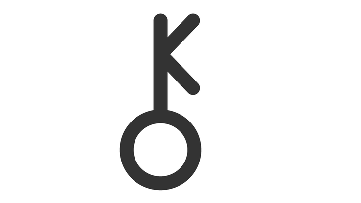 The glyph, or astrological symbol, for the comet and asteroid Chiron