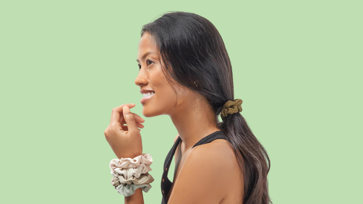 Assorted scrunchies from Kitsch are some of our favorite yoga hair accessories