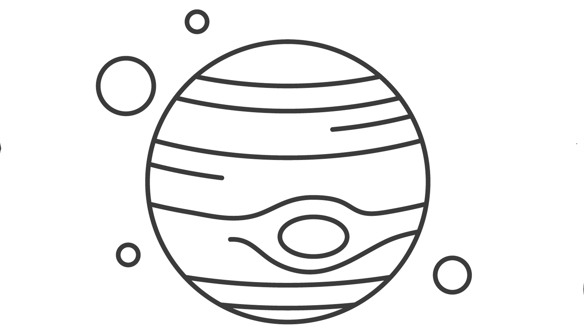 Illustration of the planet Jupiter along with its four largest moons