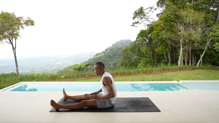 grounding yoga staff pose