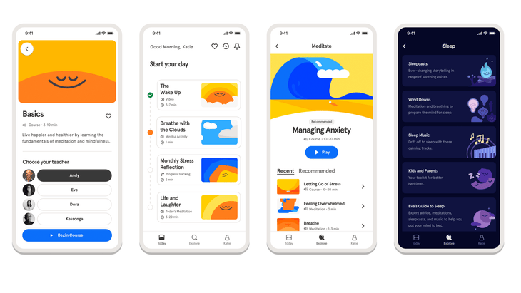 Screenshots from Headspace app
