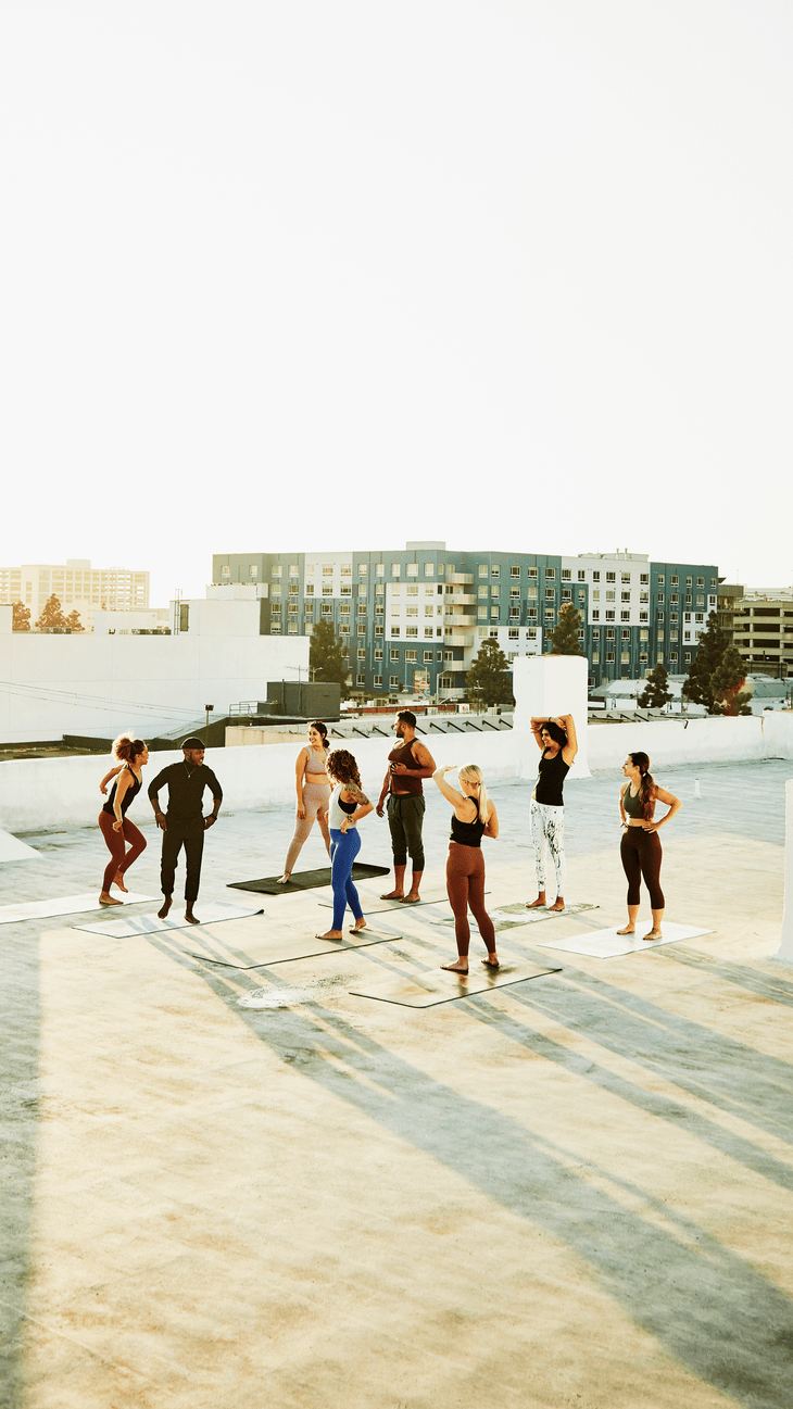 Group of people at a yoga class