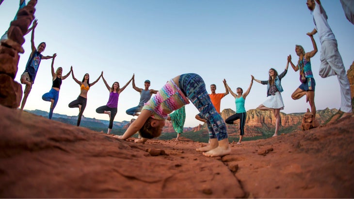 Circle of attendees at the Sedona Yoga Festival