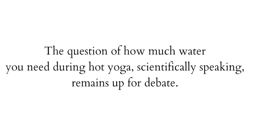 Black typewritten quote about how to stay hydrated during yoga class