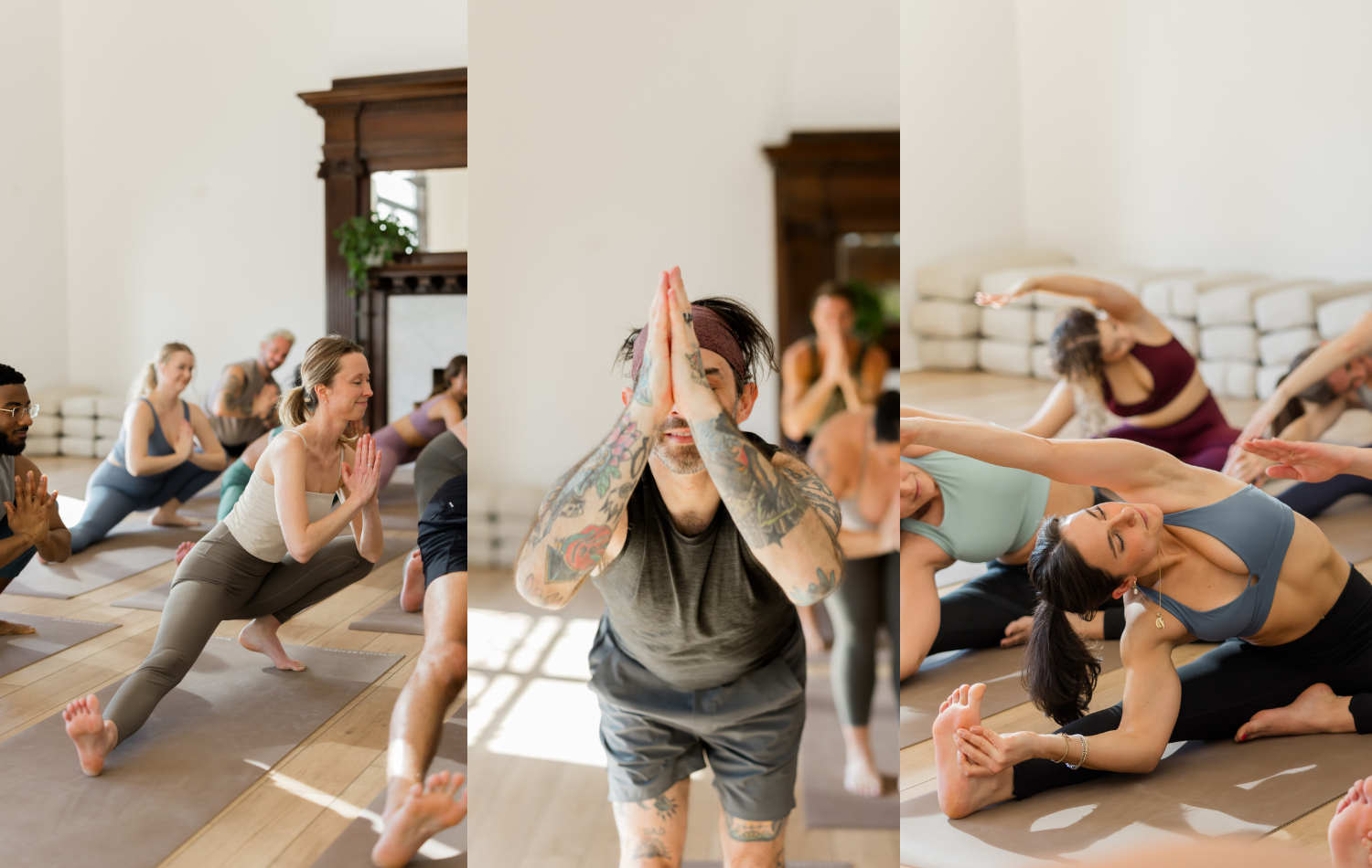 Students taking yoga class