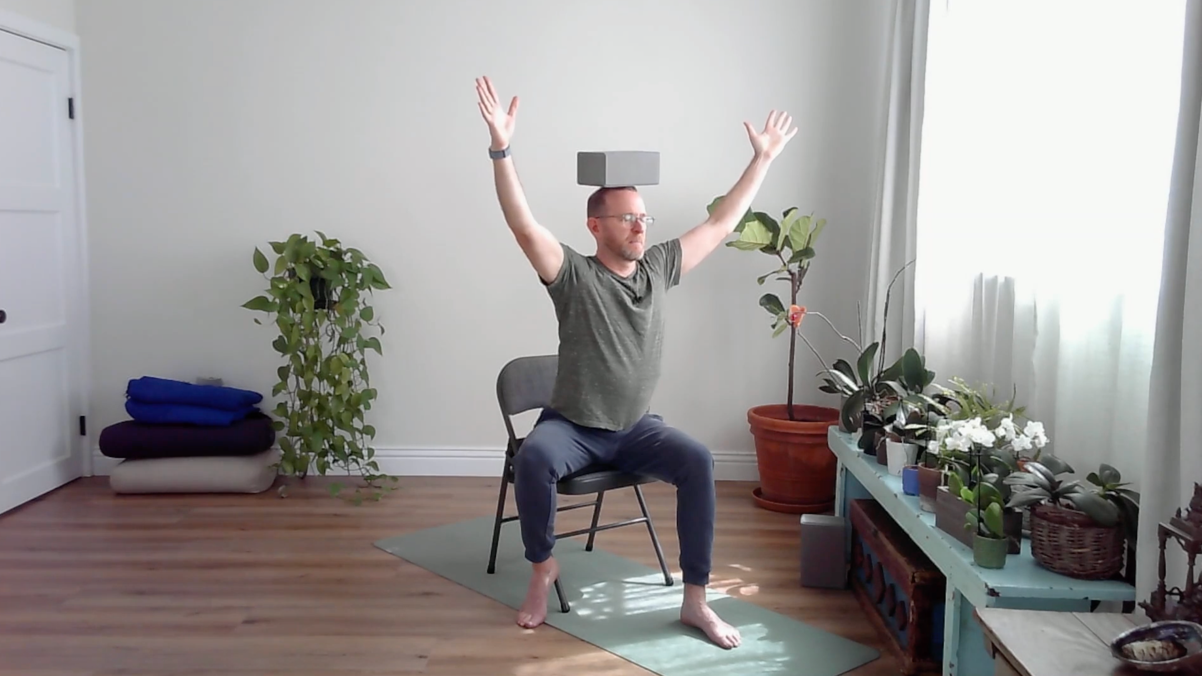 chair yoga seated tree pose