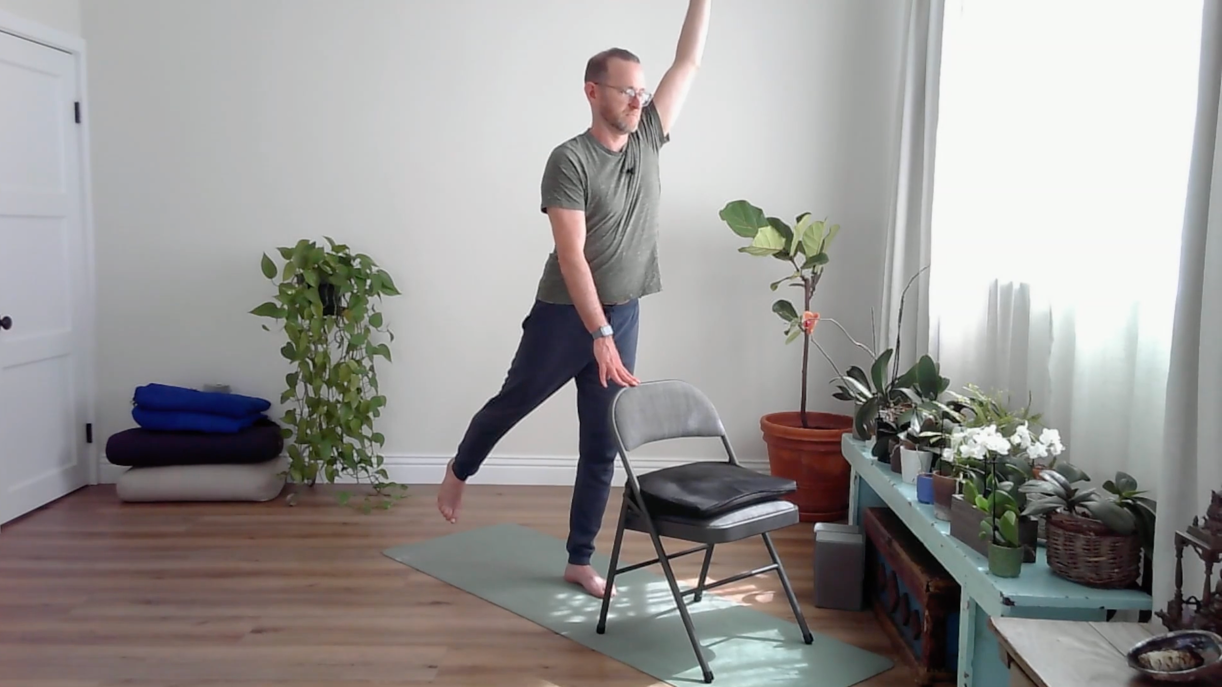 chair yoga locust pose