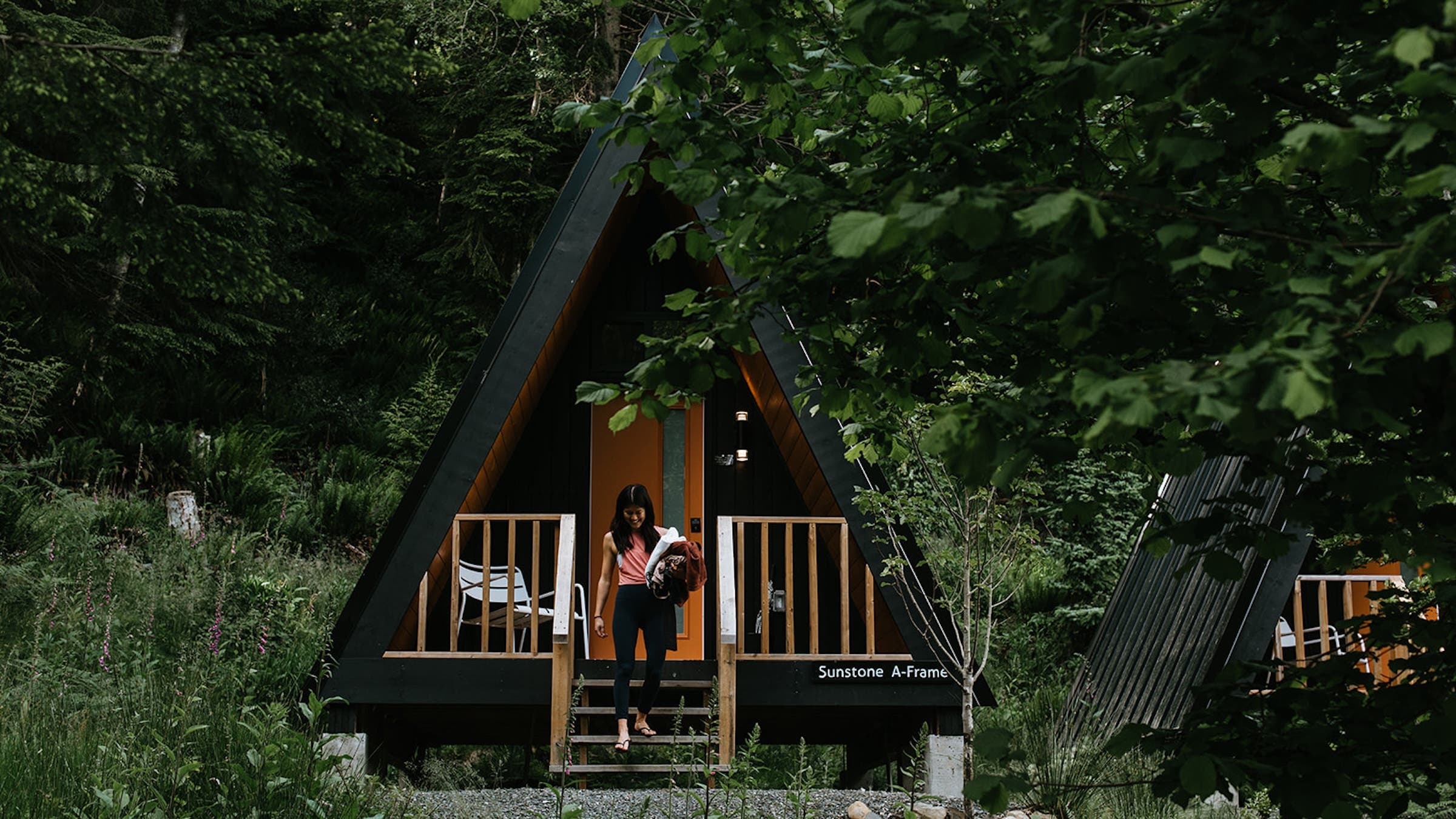 An A-frame cabin at Nectar Yoga on Bowen Island