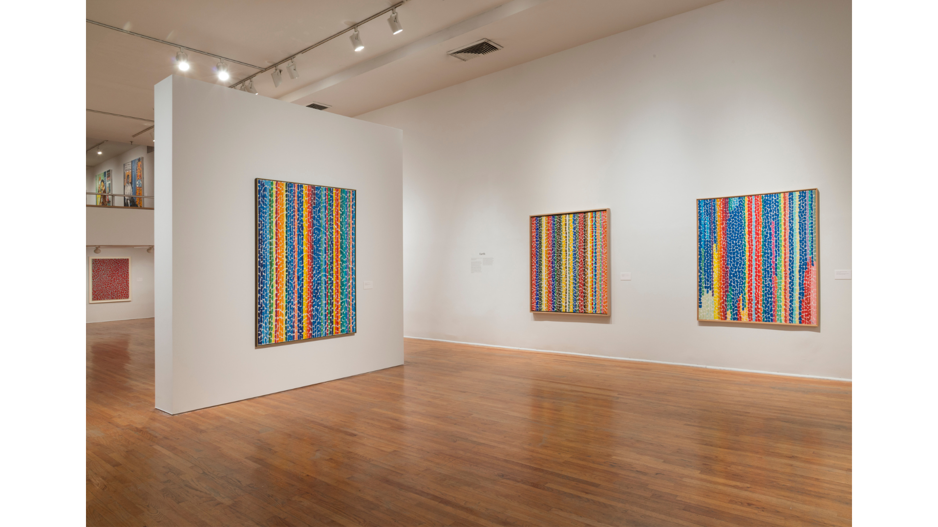 An installation of paintings by Alma Thomas on display at Studio Museum in Harlem