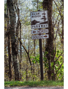 Road sign for the Blue Ridge Parkway