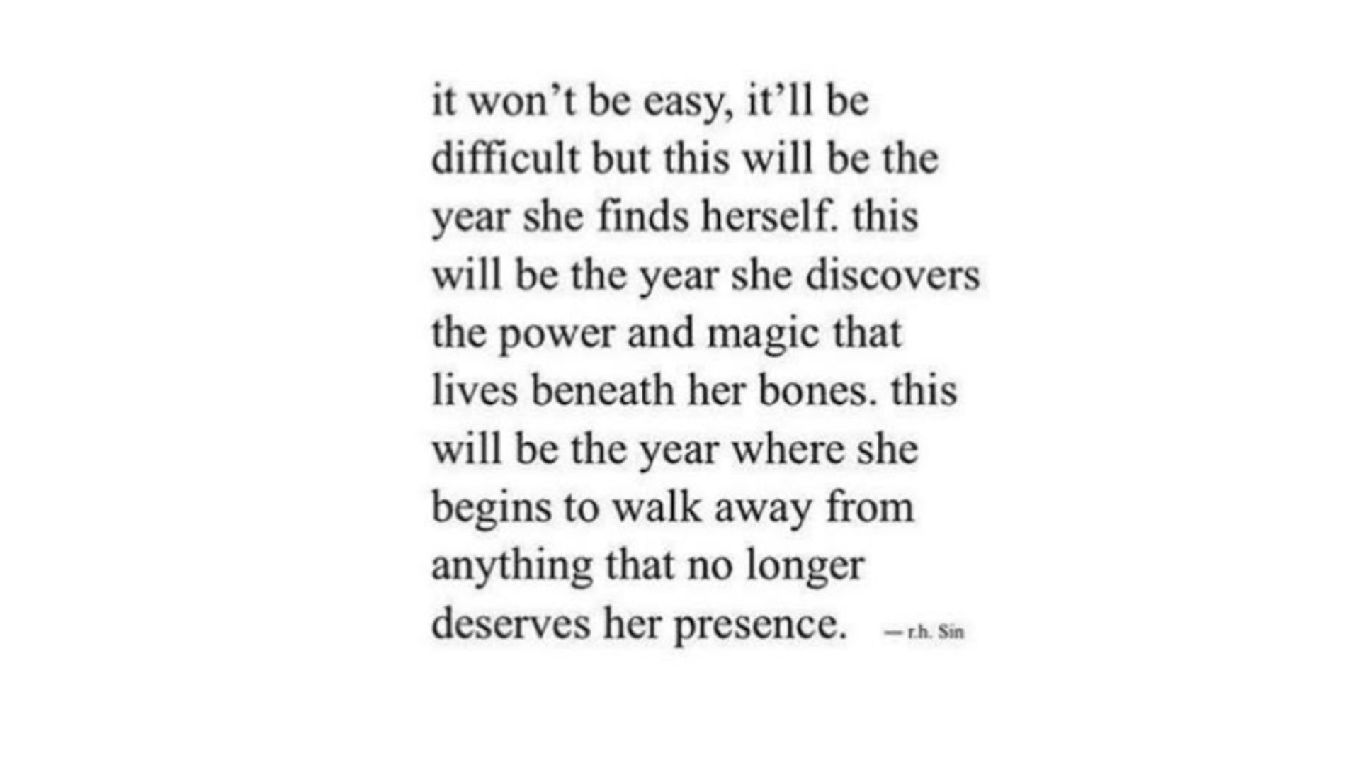 Black and white quote from r.h. Sin