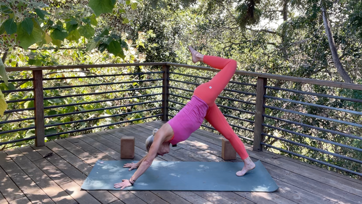 Yoga teacher Andrea Marcum in Scorpion Dog