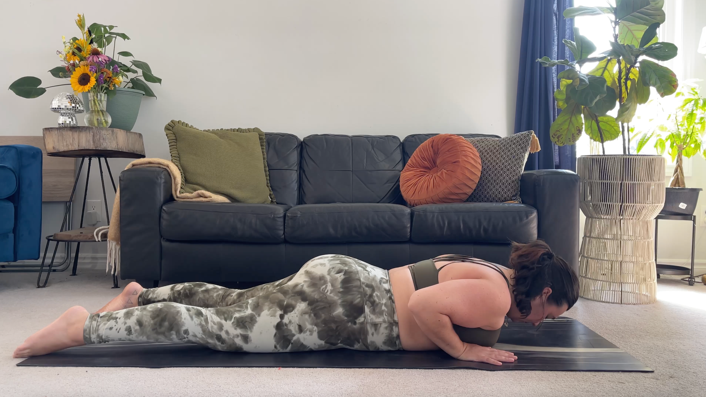 Yoga teacher Taylor Lorenz in lowered Baby Cobra