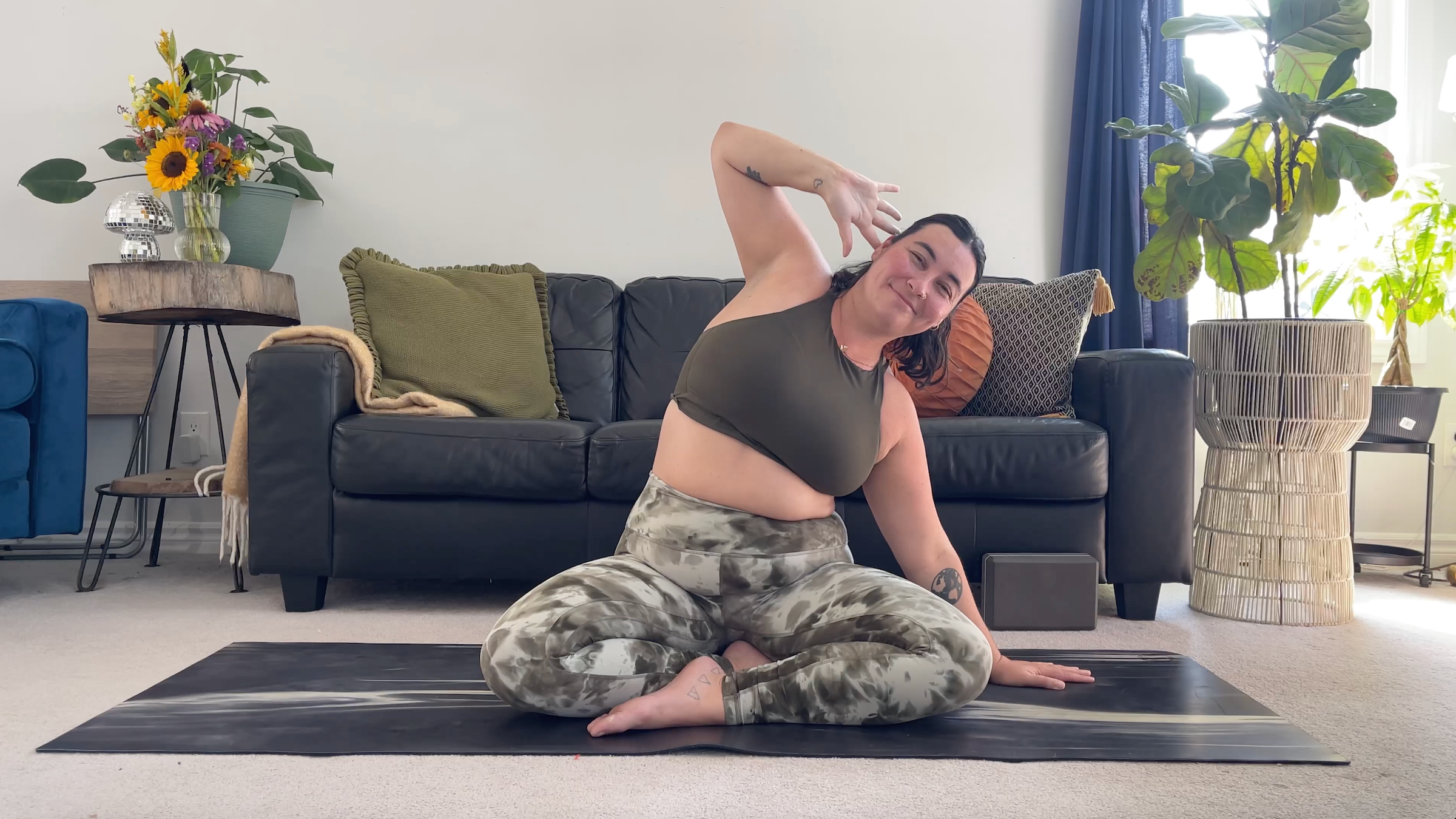 Yoga teacher Taylor Lorenz in Dynamic Heart Opener