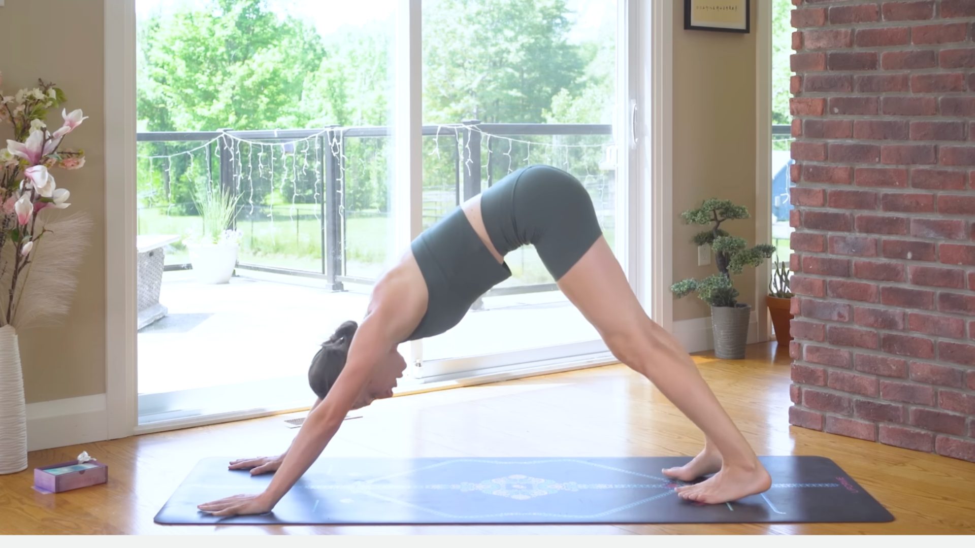 Yoga teacher practicing Downward-Facing Dog