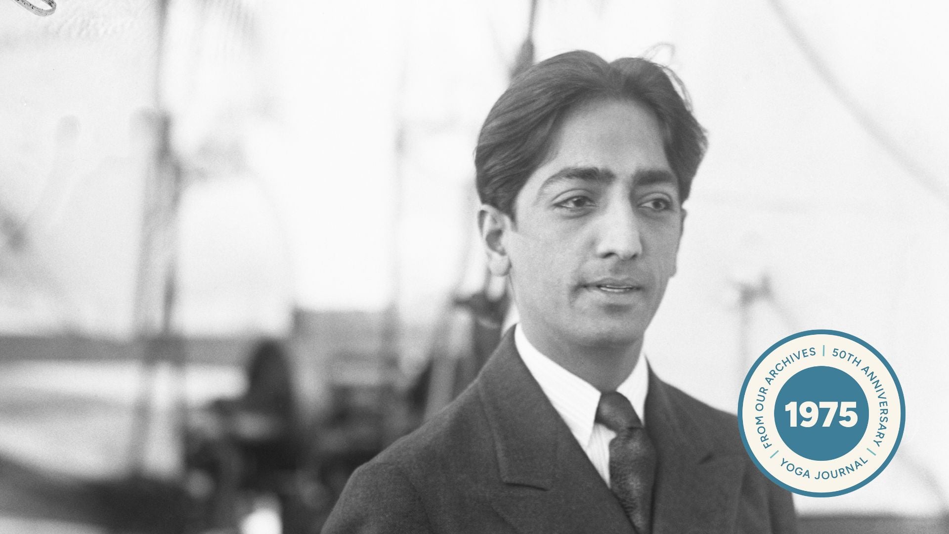 Black and white photograph of Krishnamurti