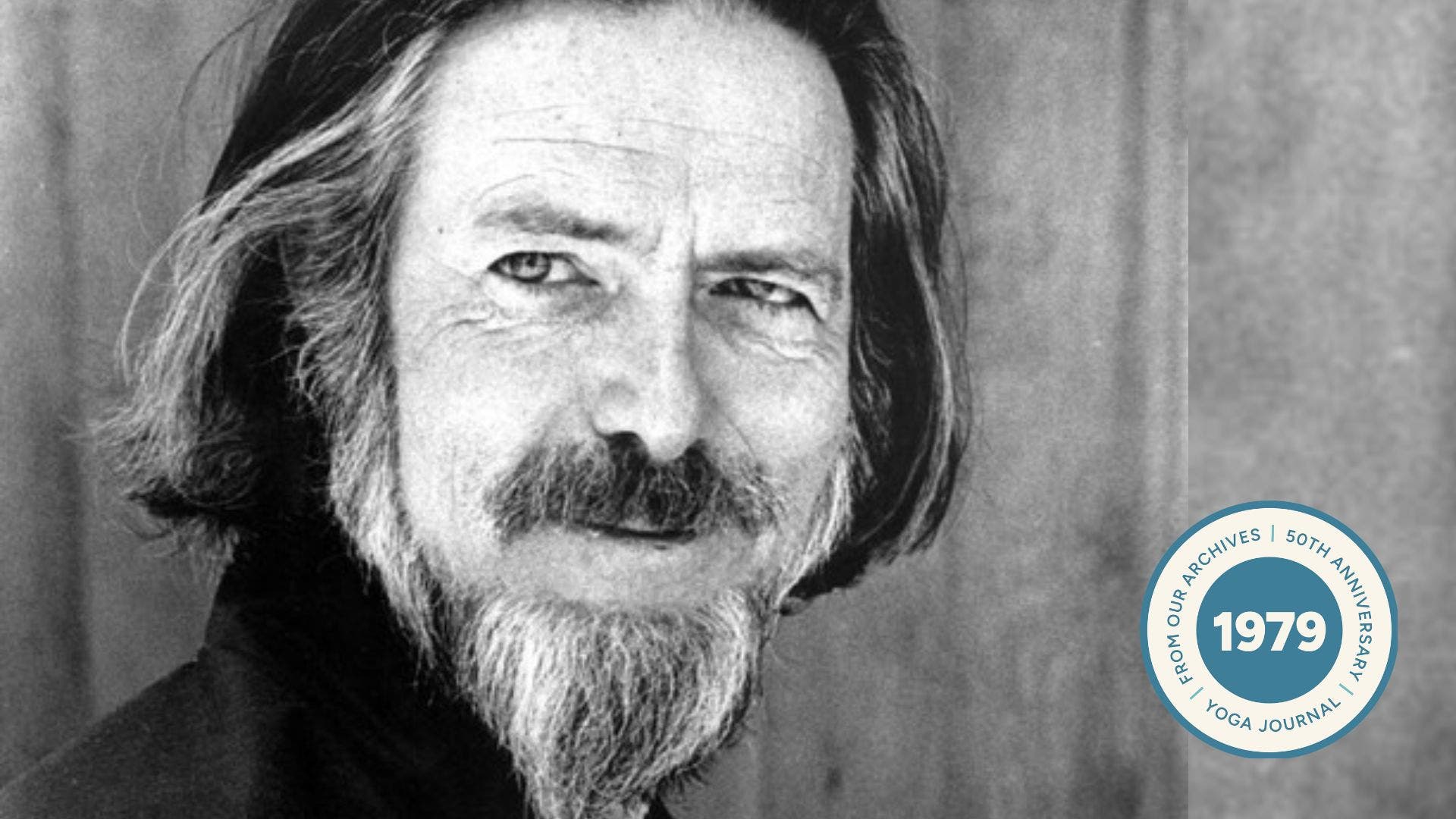 Black and white image of Alan Watts