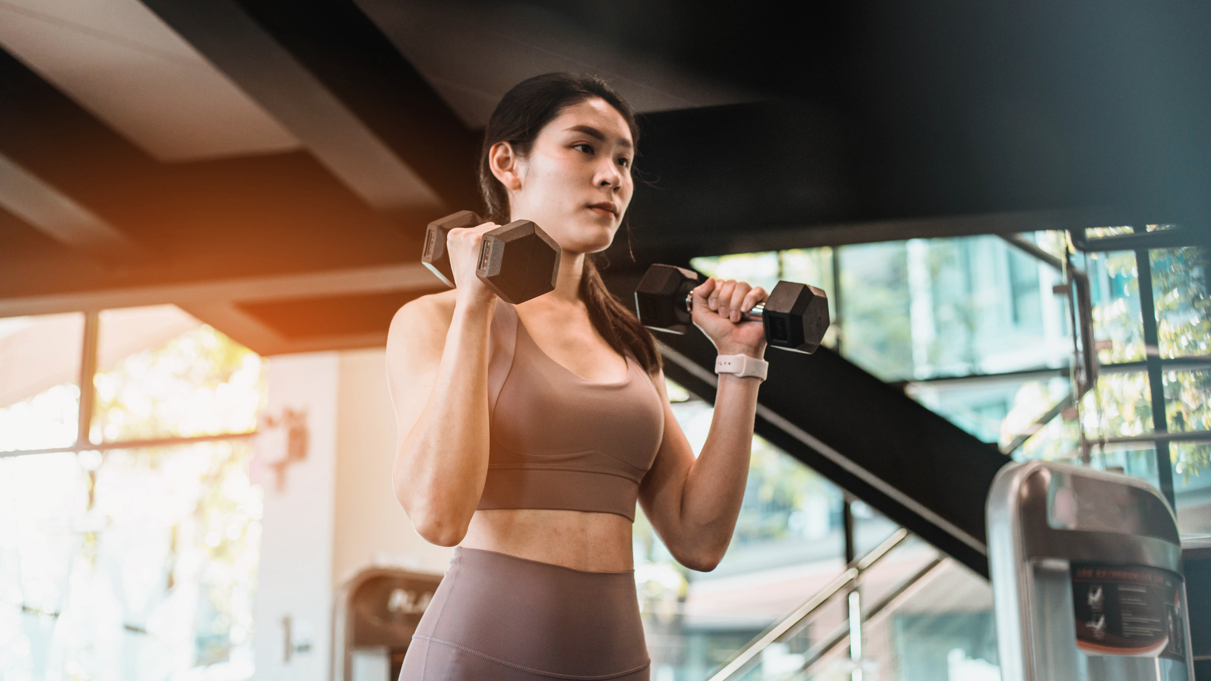 A woman lifting weights