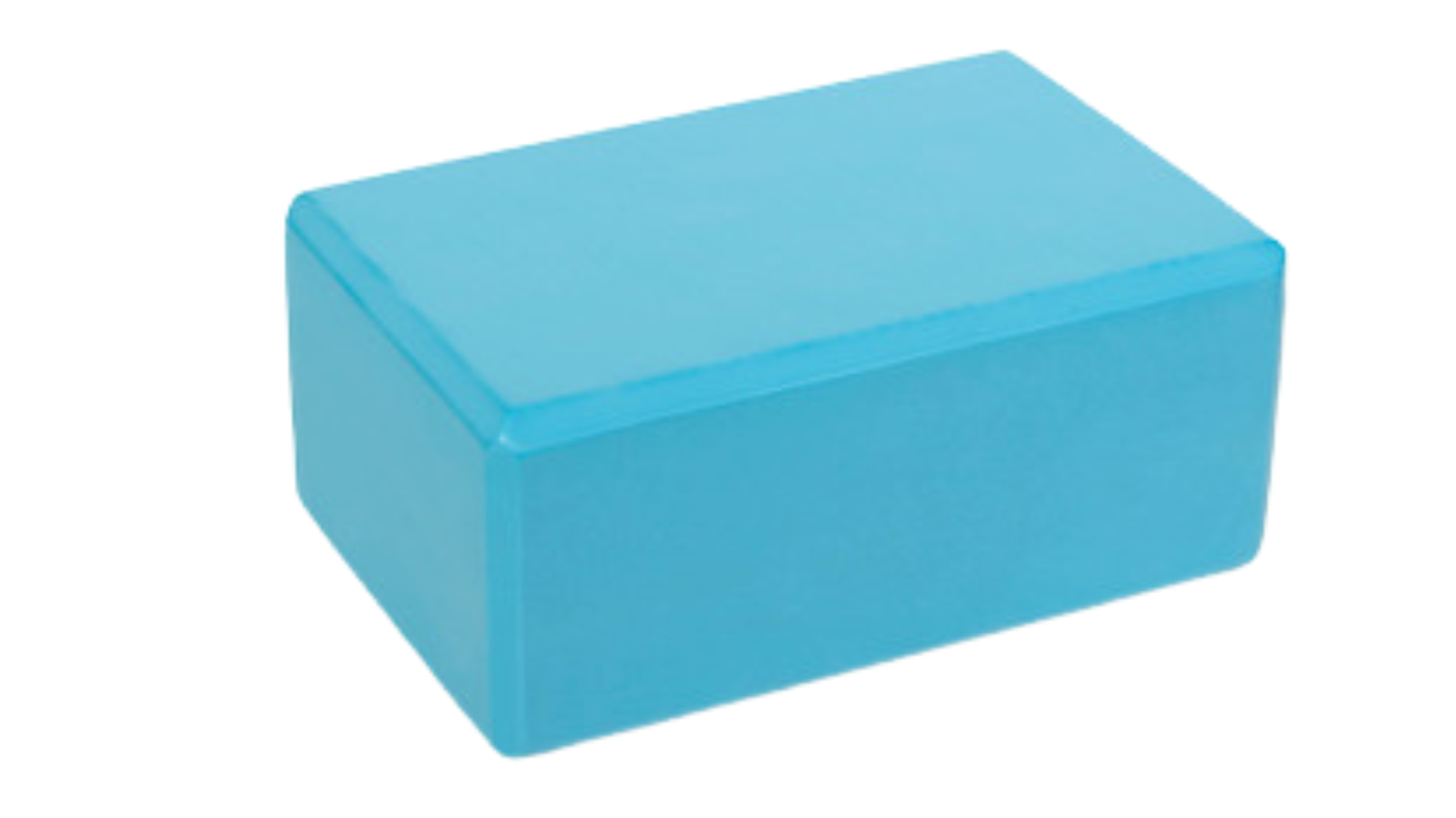 blue foam yoga block on white background
