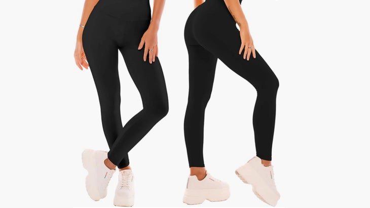 Two women wearing black Sinophant leggings as part of Amazon Prime Day deal.