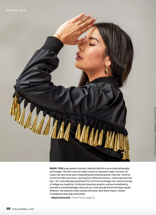 Page from an article in Yoga Journal about a Native American yoga teacher