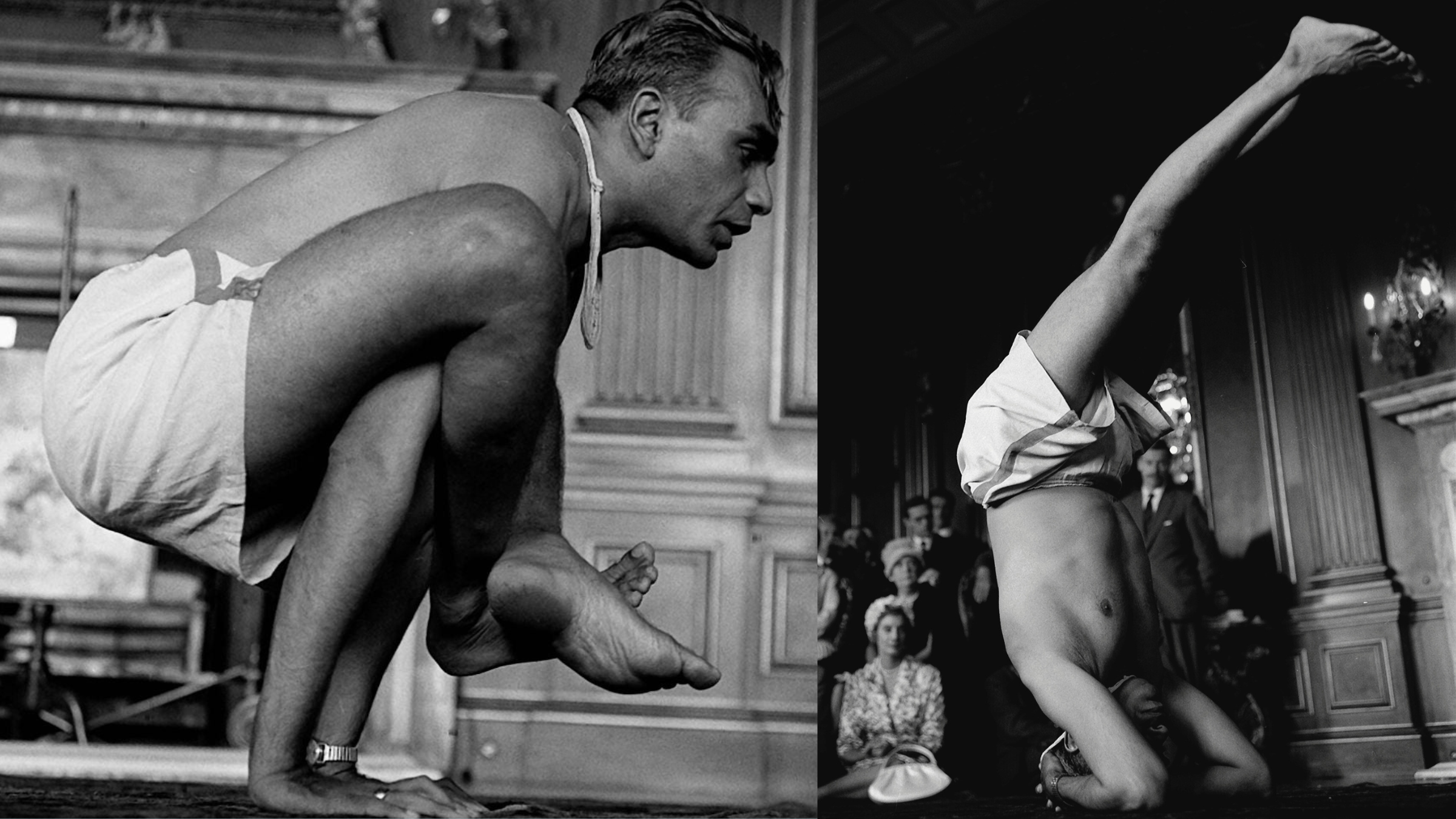 BKS Iyengar practicing yoga in shorts, a major moment for yoga style