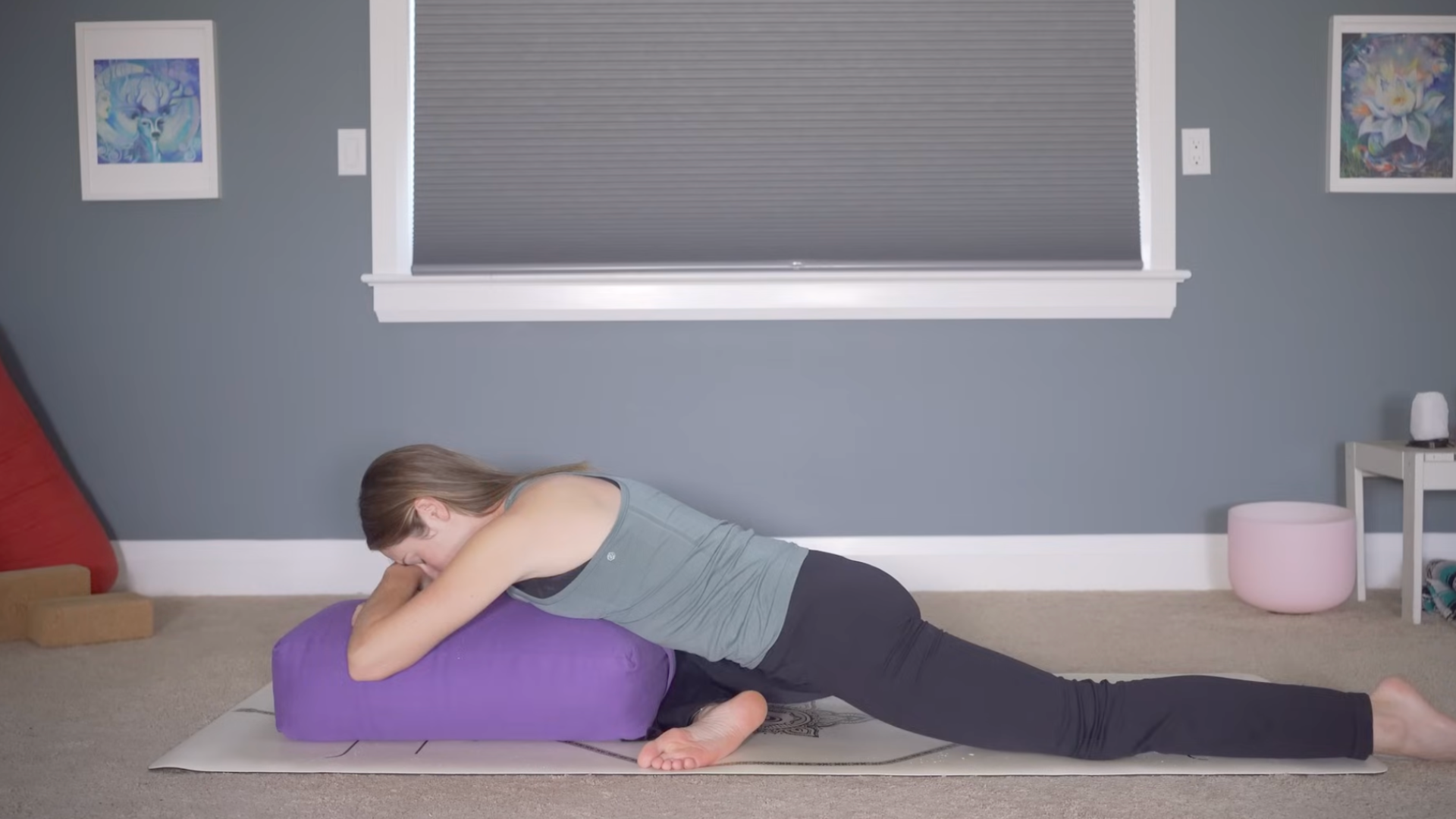 Woman performing bedtime yoga