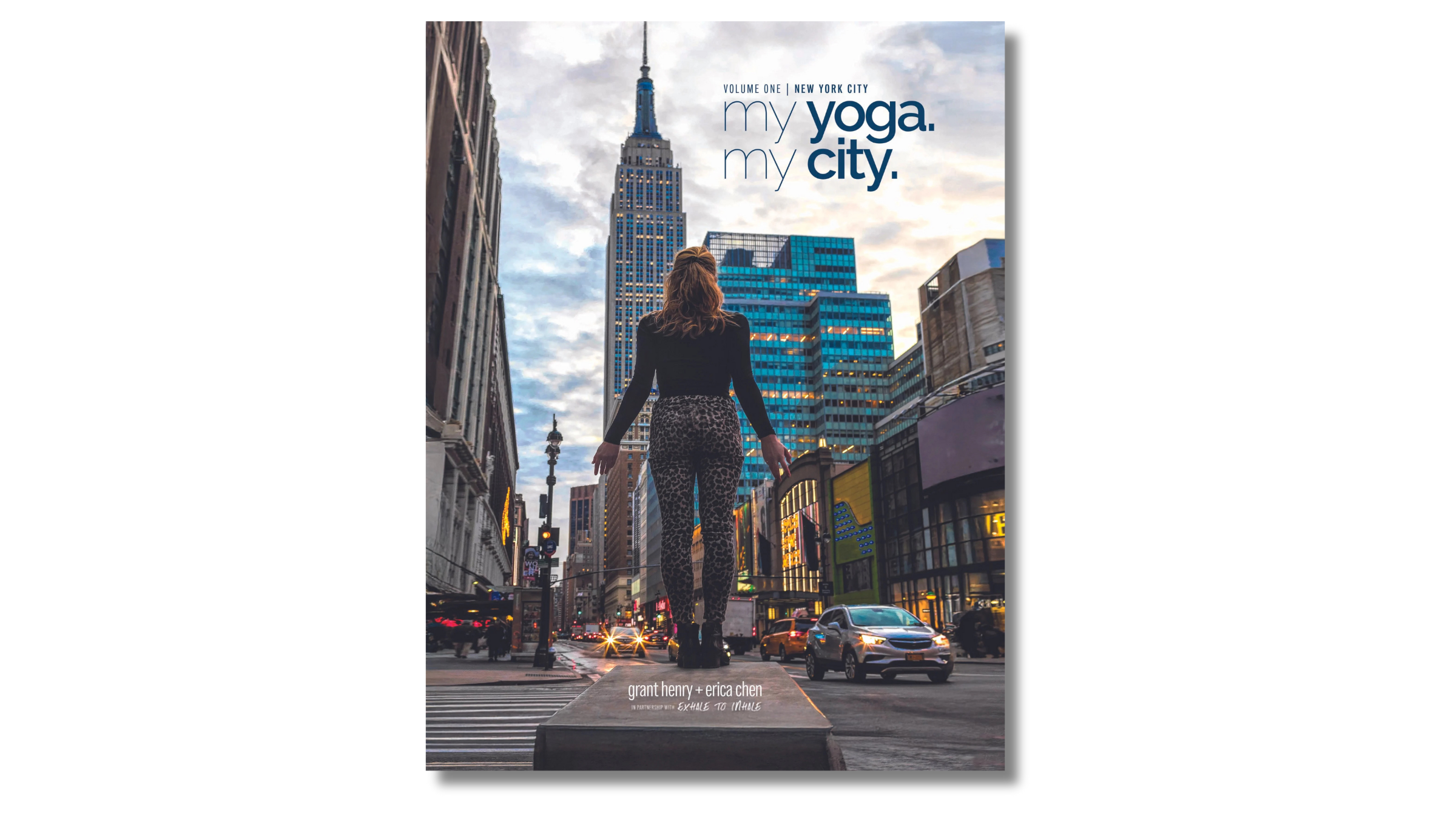 book cover saying my yoga, my city with woman standing in urban area