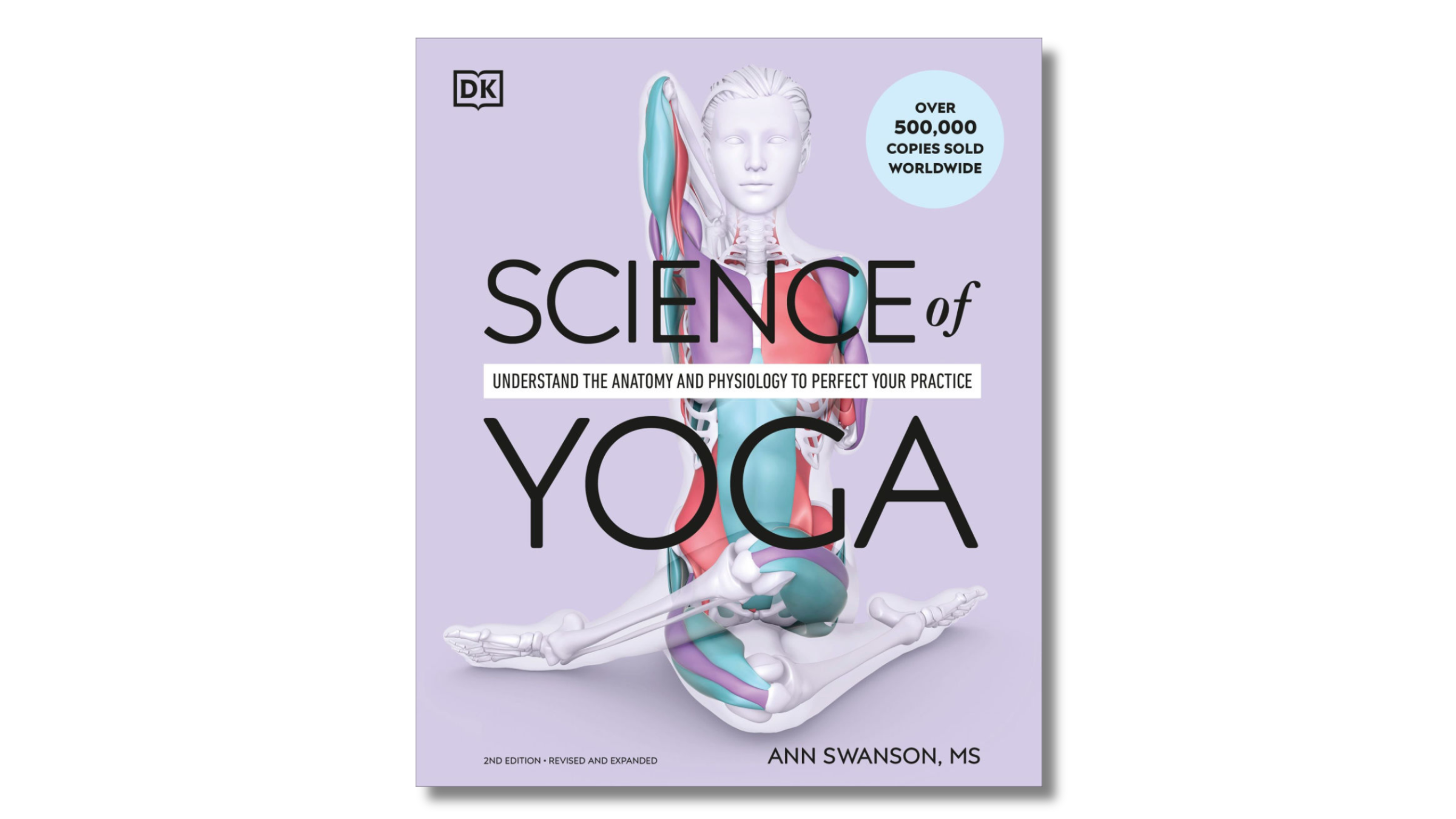light purple book cover with anatomical person in yoga pose