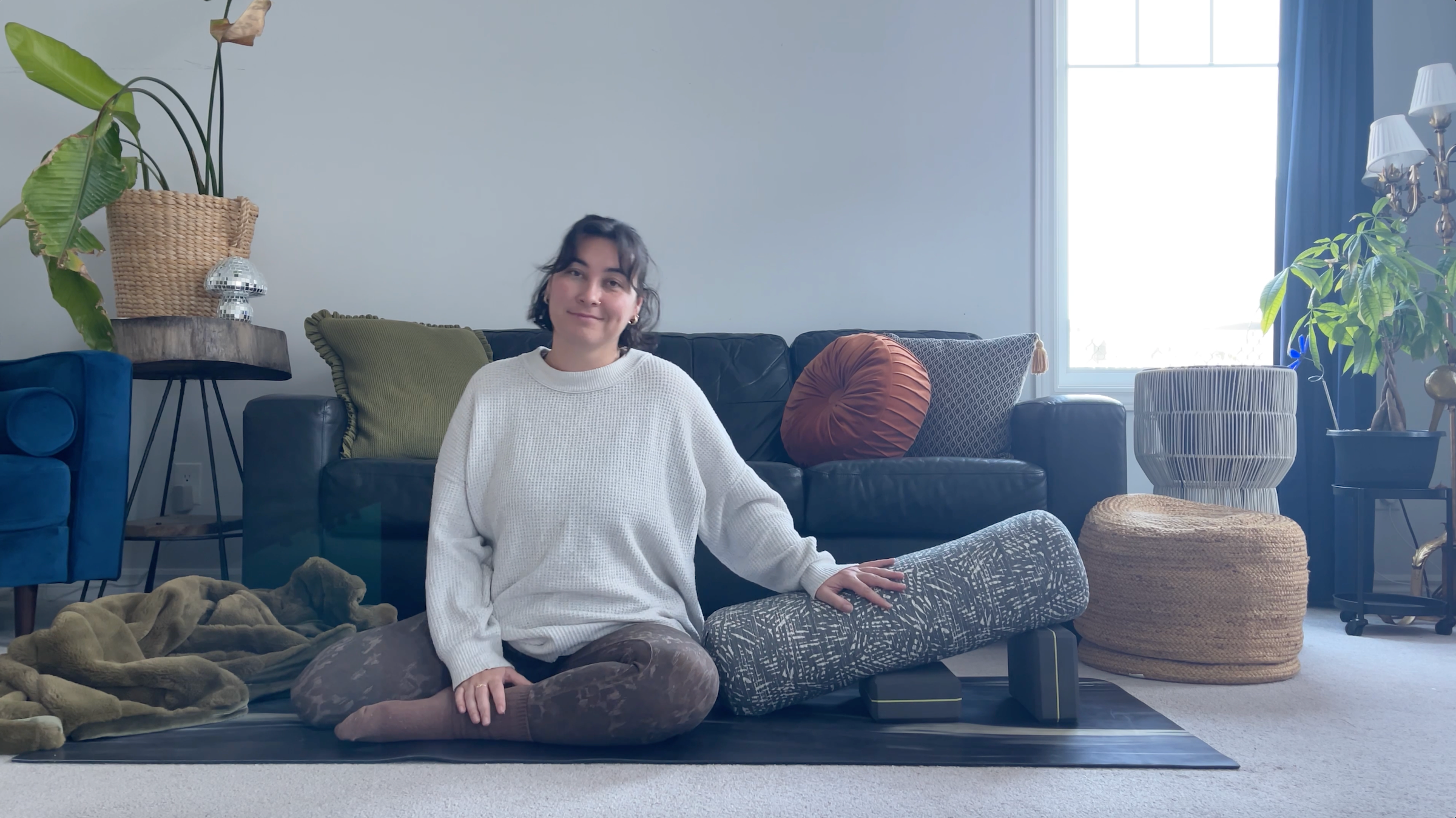 Teacher Taylor Lorenz in Deer Pose