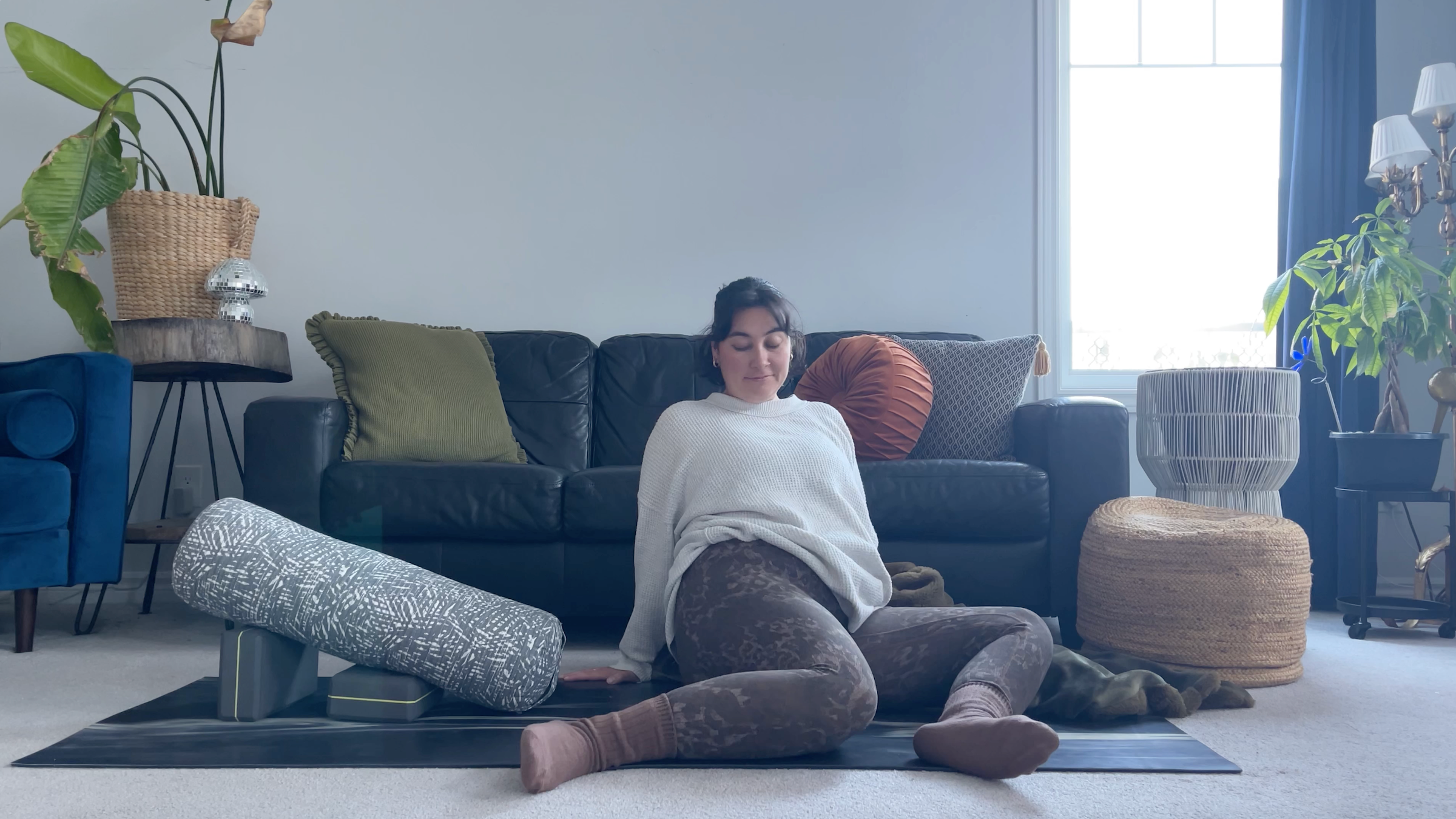 Teacher Taylor Lorenz Windshield Wipers, part of her restorative yoga practice