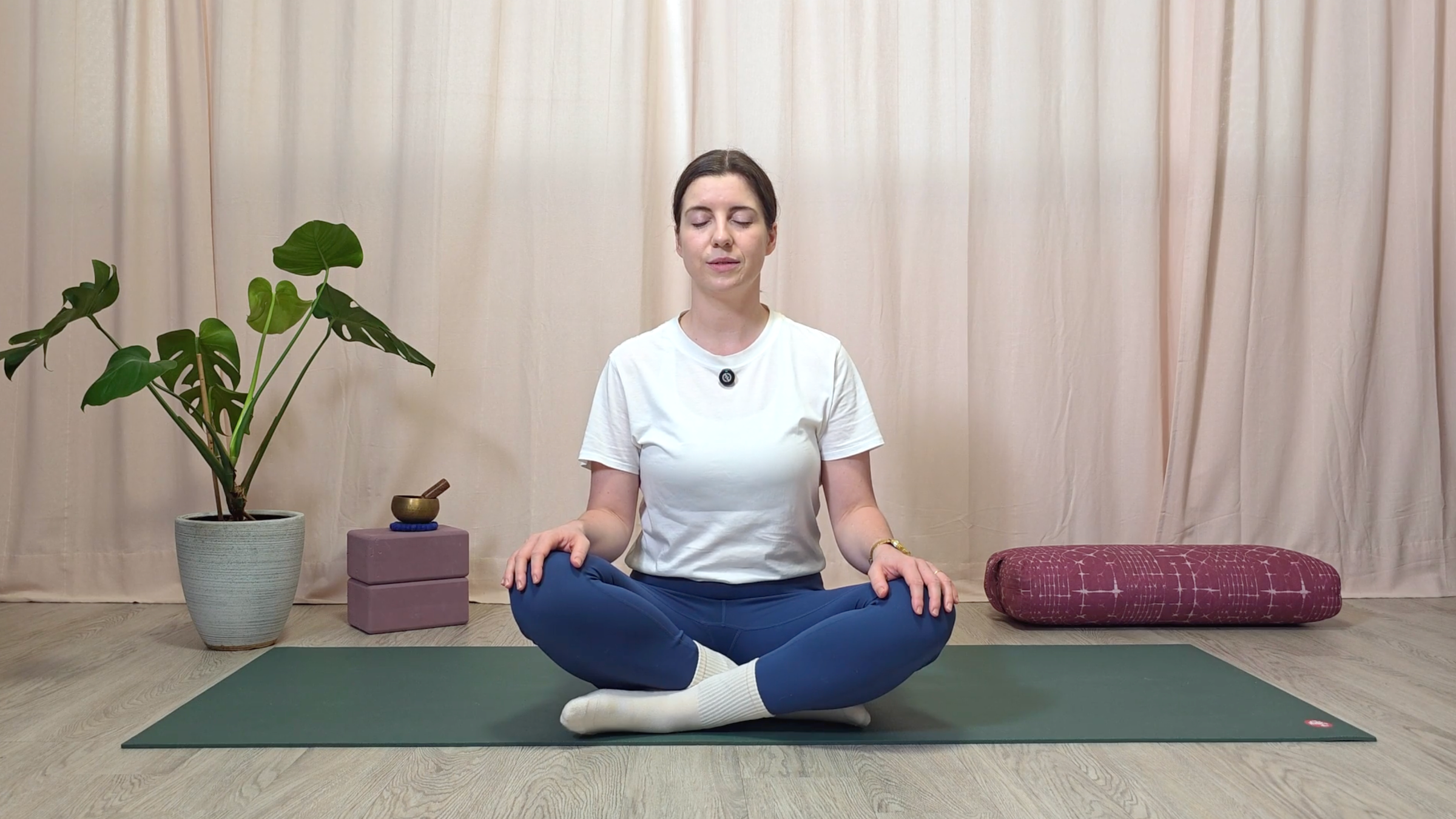 Yoga teacher Katie McGrath in closing pose