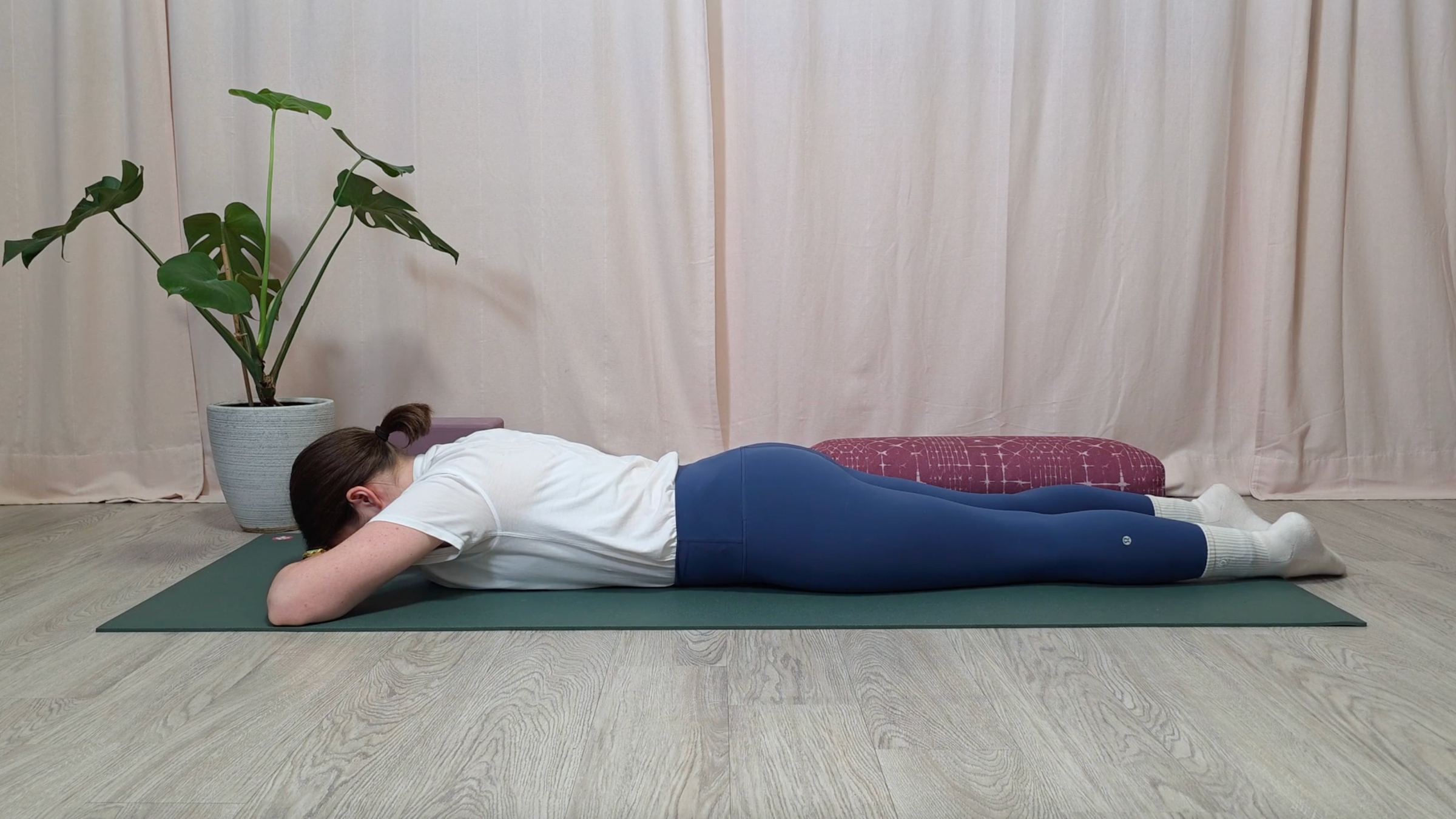 Teacher Katie McGrath in Crocodile Pose