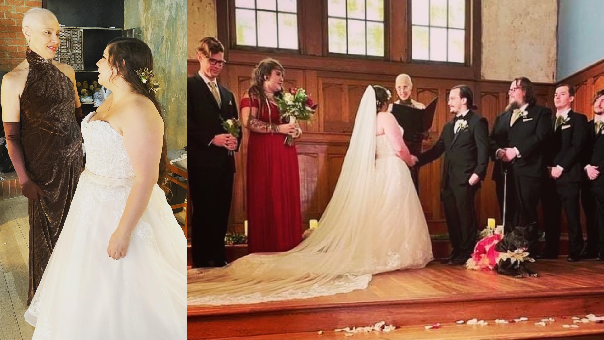 Nancy Ferraro and her daughter at her wedding