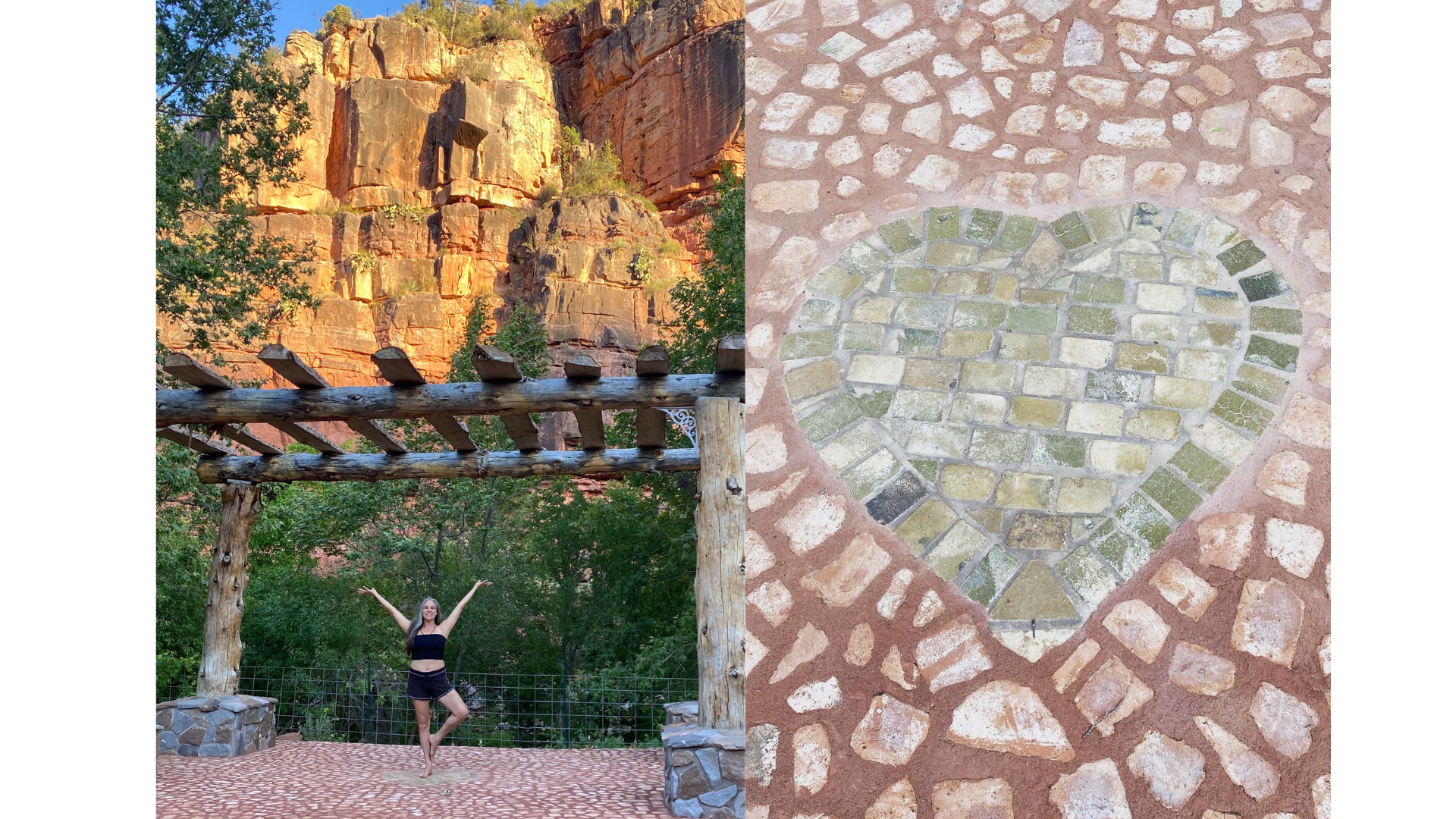 Yoga teacher Nancy Ferraro standing on a sidewalk in Sedona, Arizona