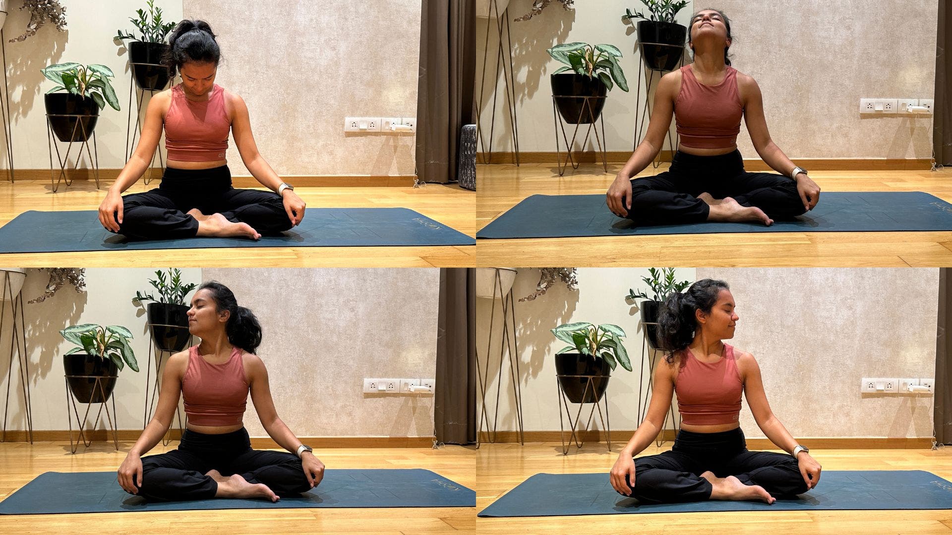 Riya Davda practicing neck stretches.