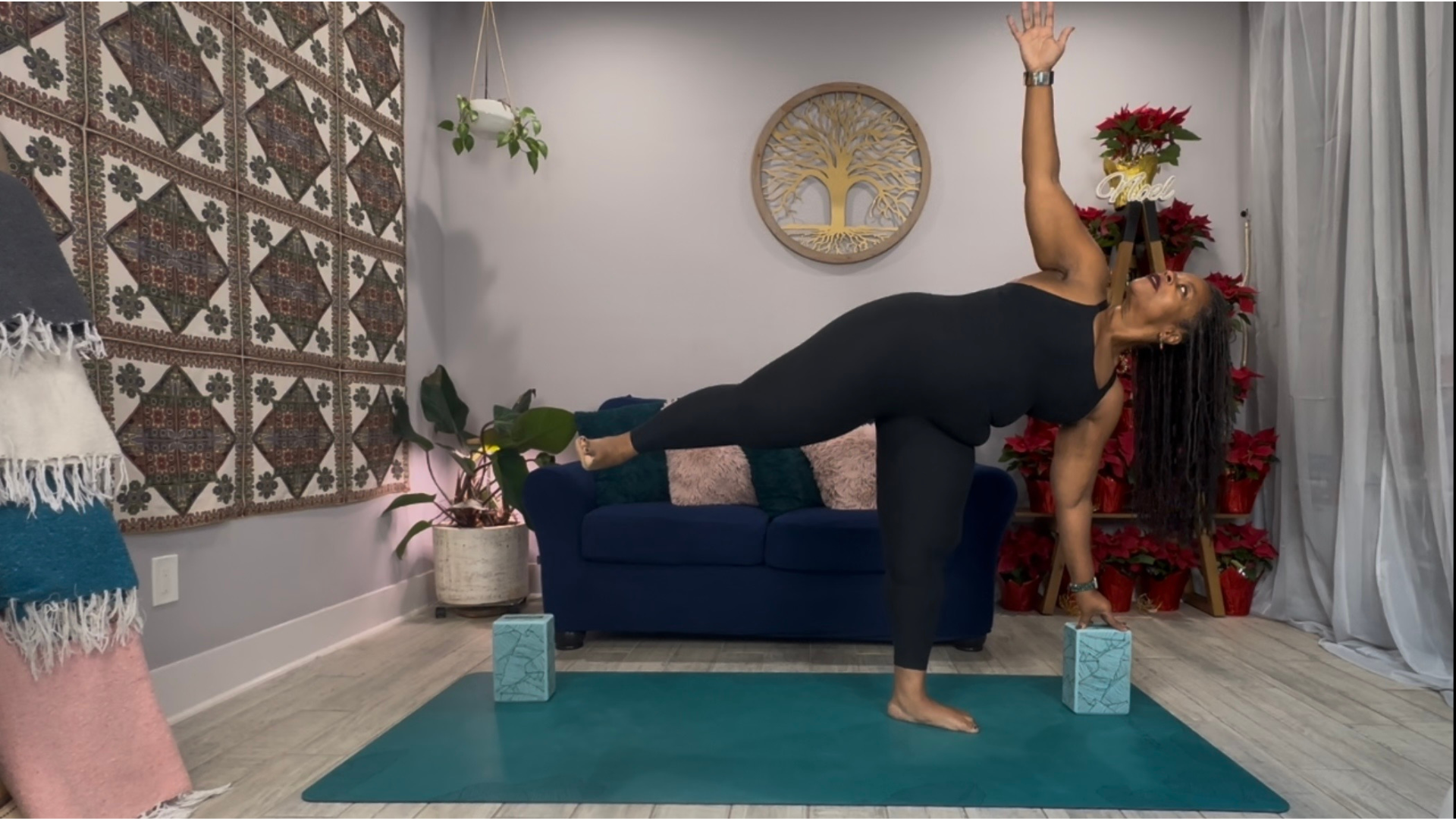 Woman balancing on one leg in Half Moon Pose