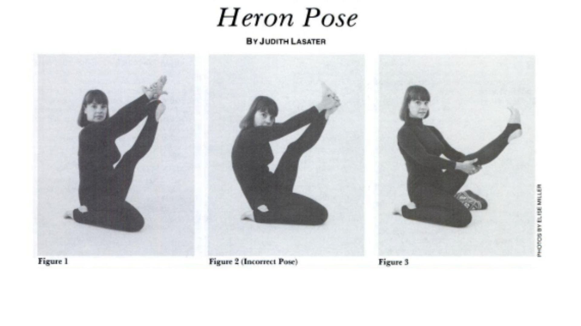 Images of woman practicing variations of Heron Pose Krounchasana.