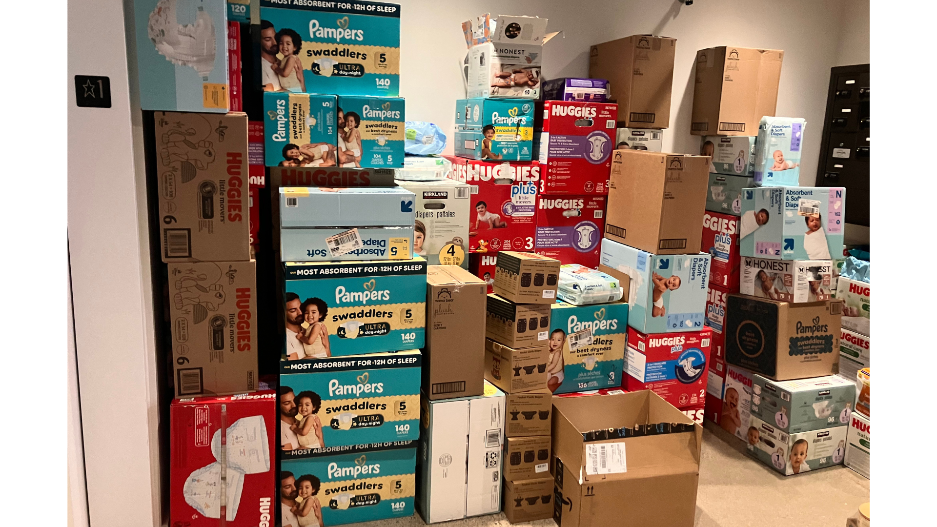 Some of the material goods collected for donation by yoga studios in recent months. 