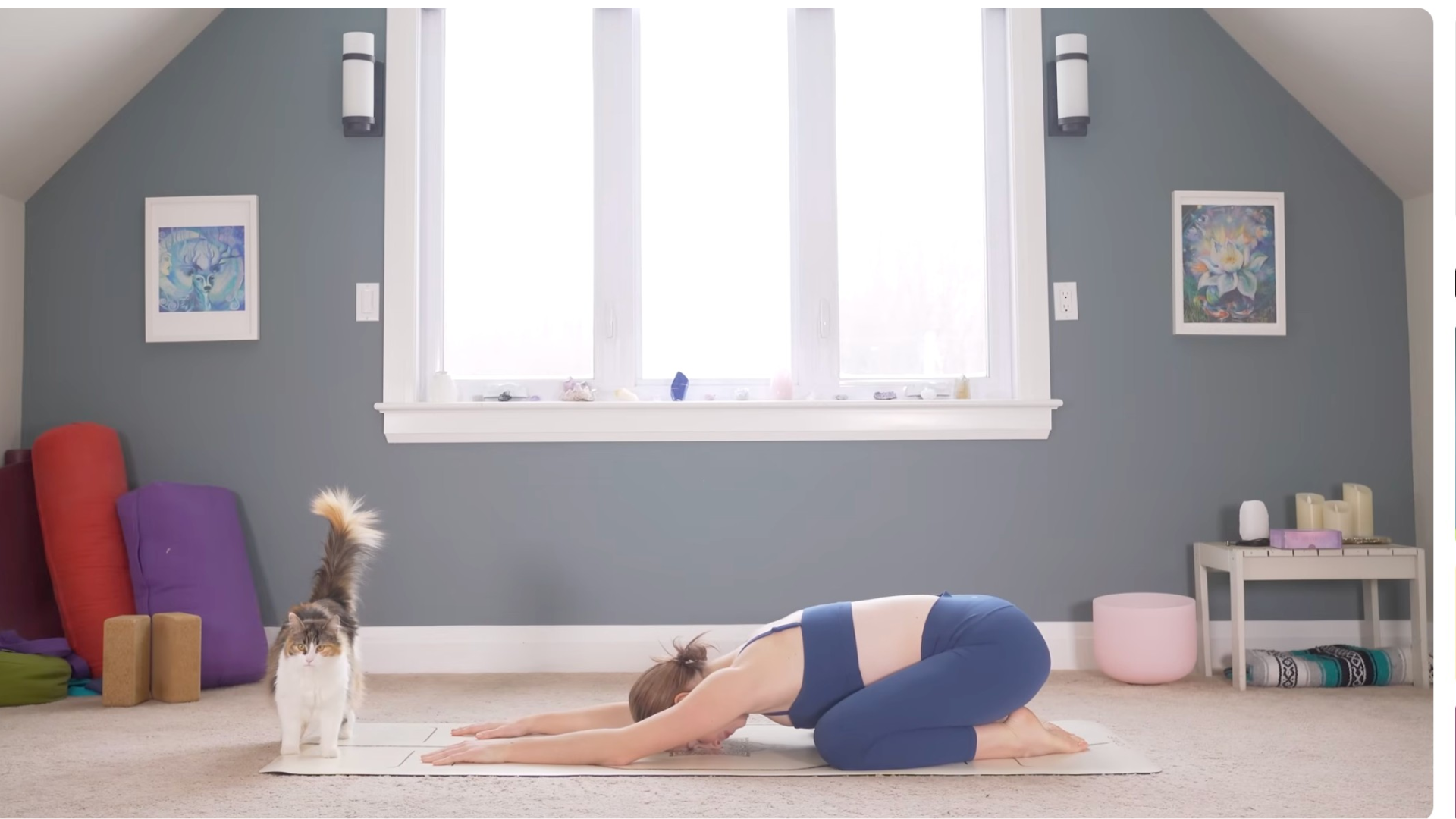Woman lying on a yoga mat