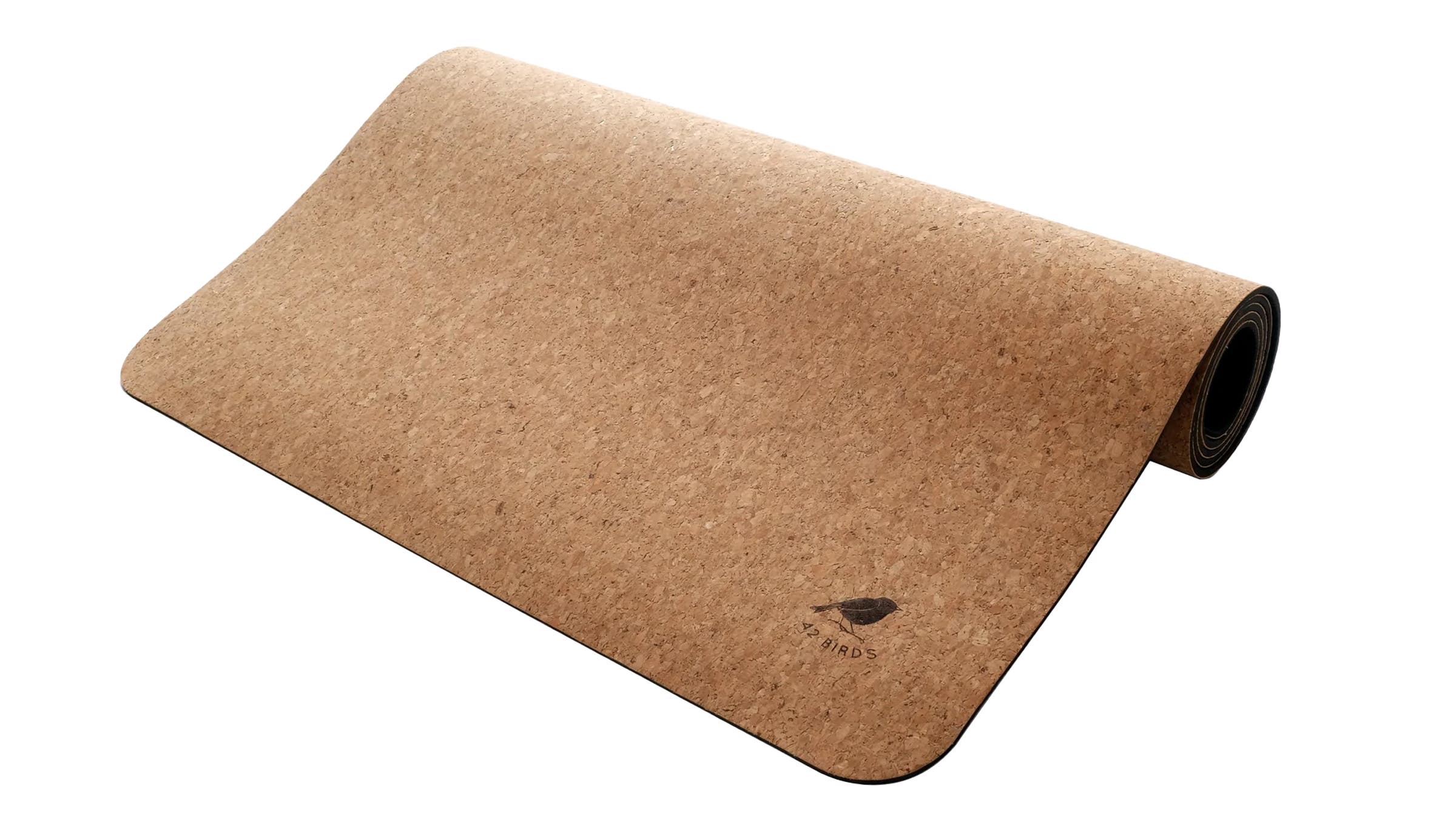 42 Birds cork yoga mat on white background
