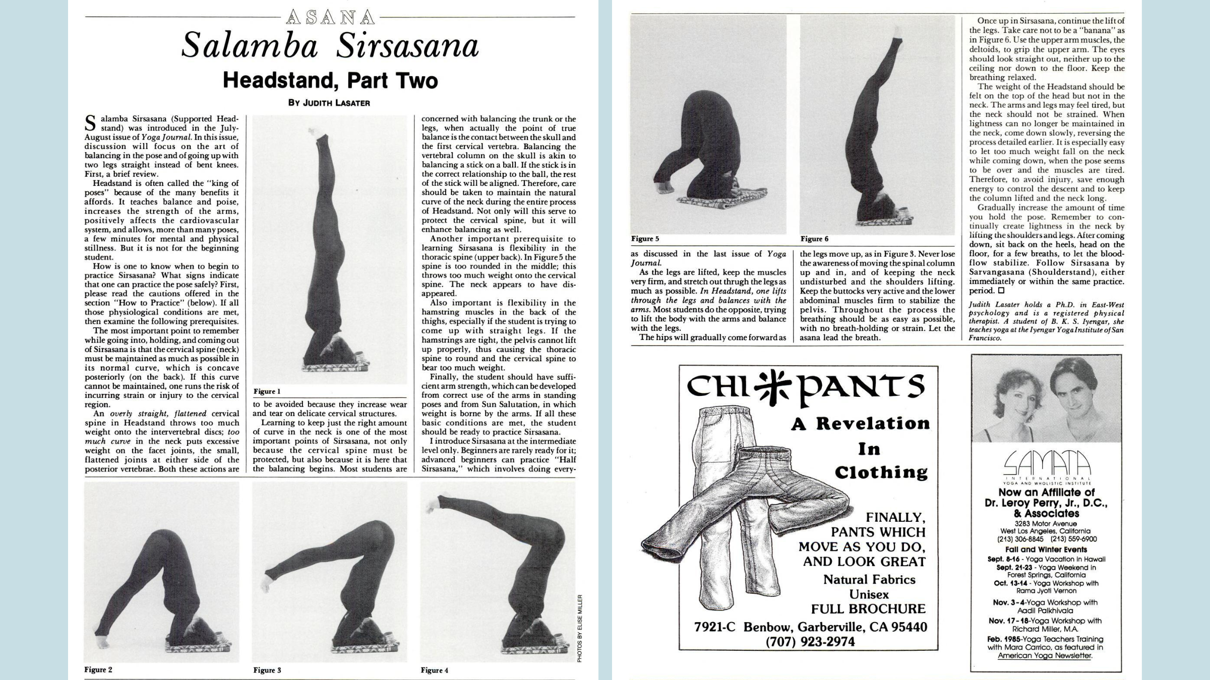 Pages from Yoga Journal featuring Headstand
