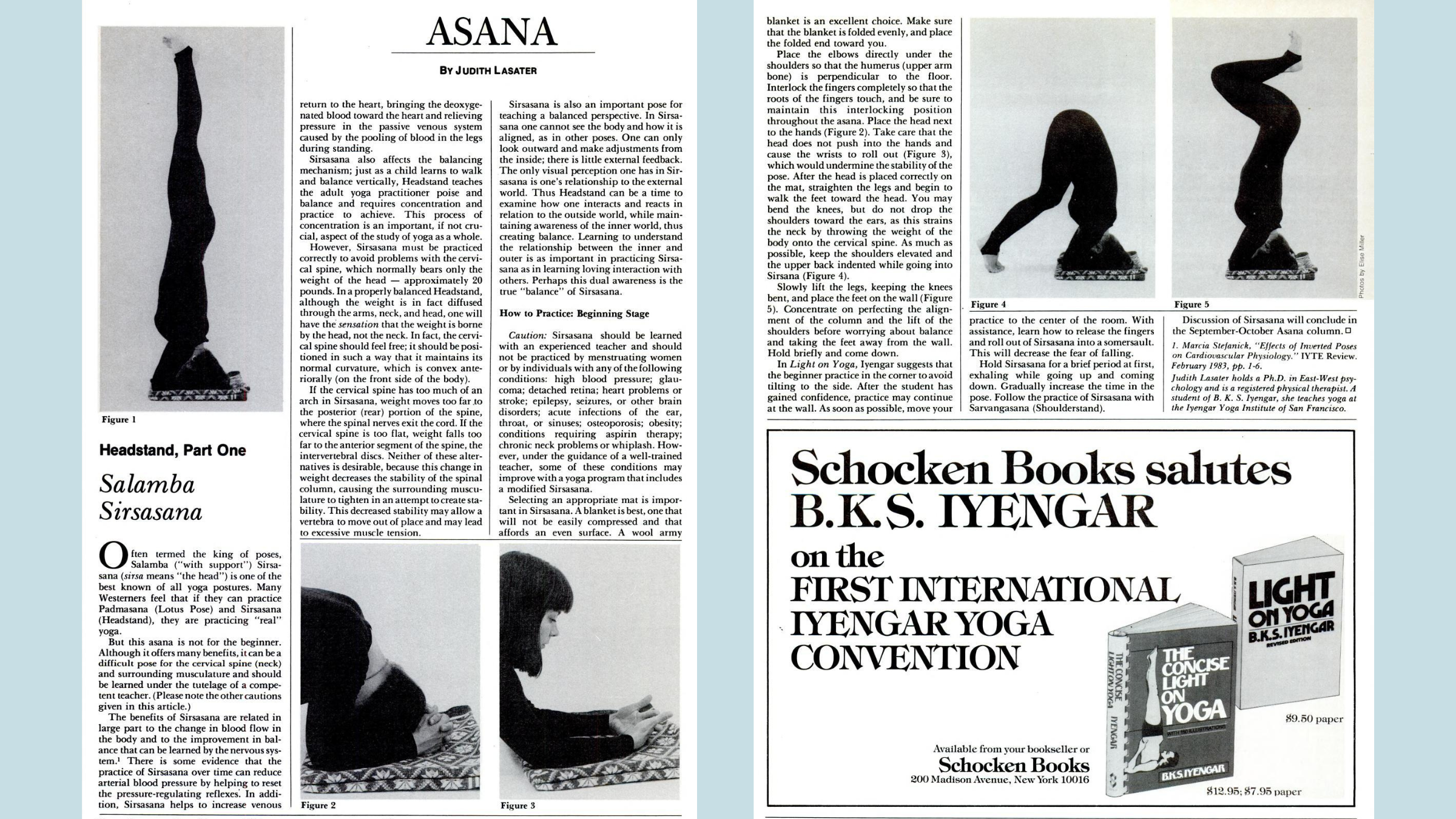 Pages from Yoga Journal featuring Headstand