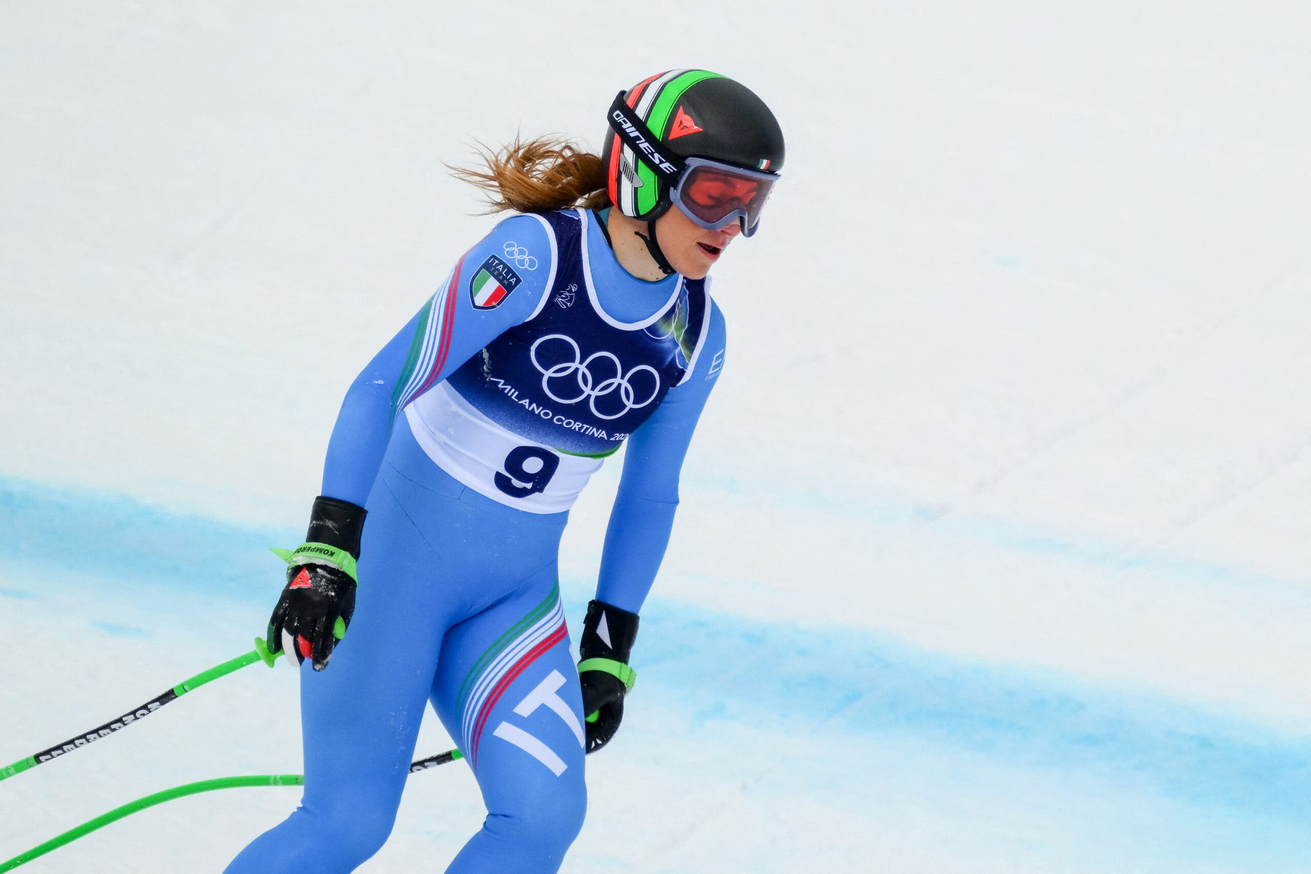 Skier Sofia Goggia skiing at the 2026 Olympics