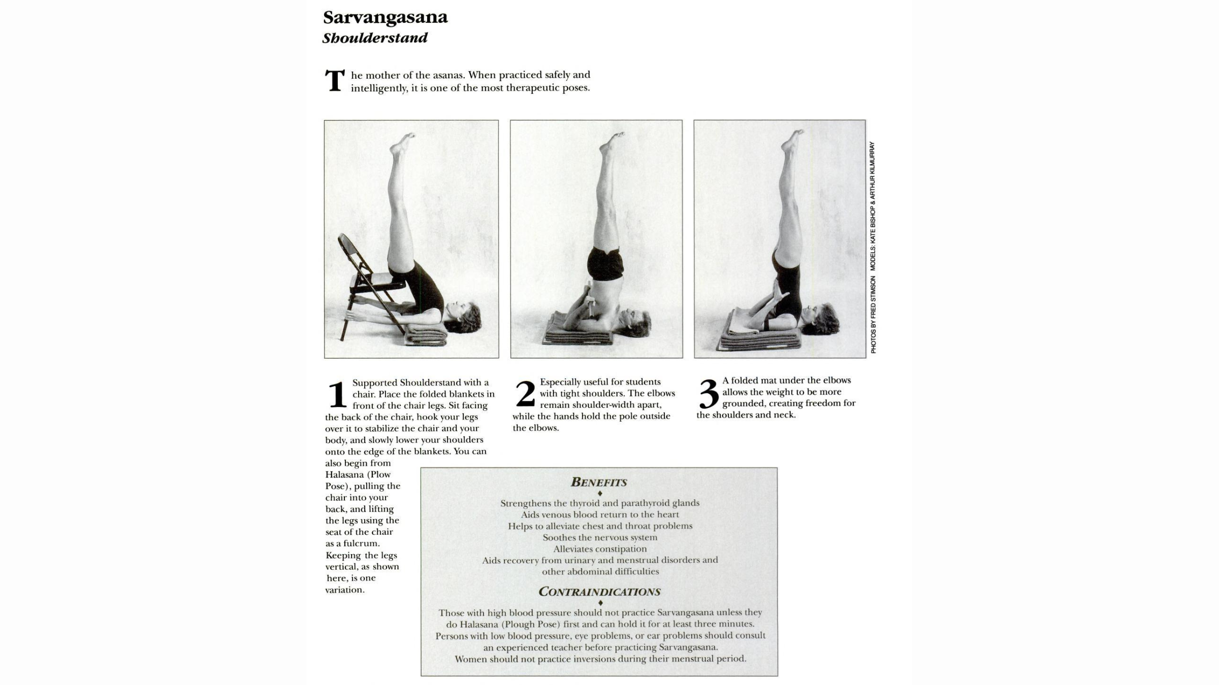 A YJ article about Shoulderstand featuring pictures of a woman in the pose