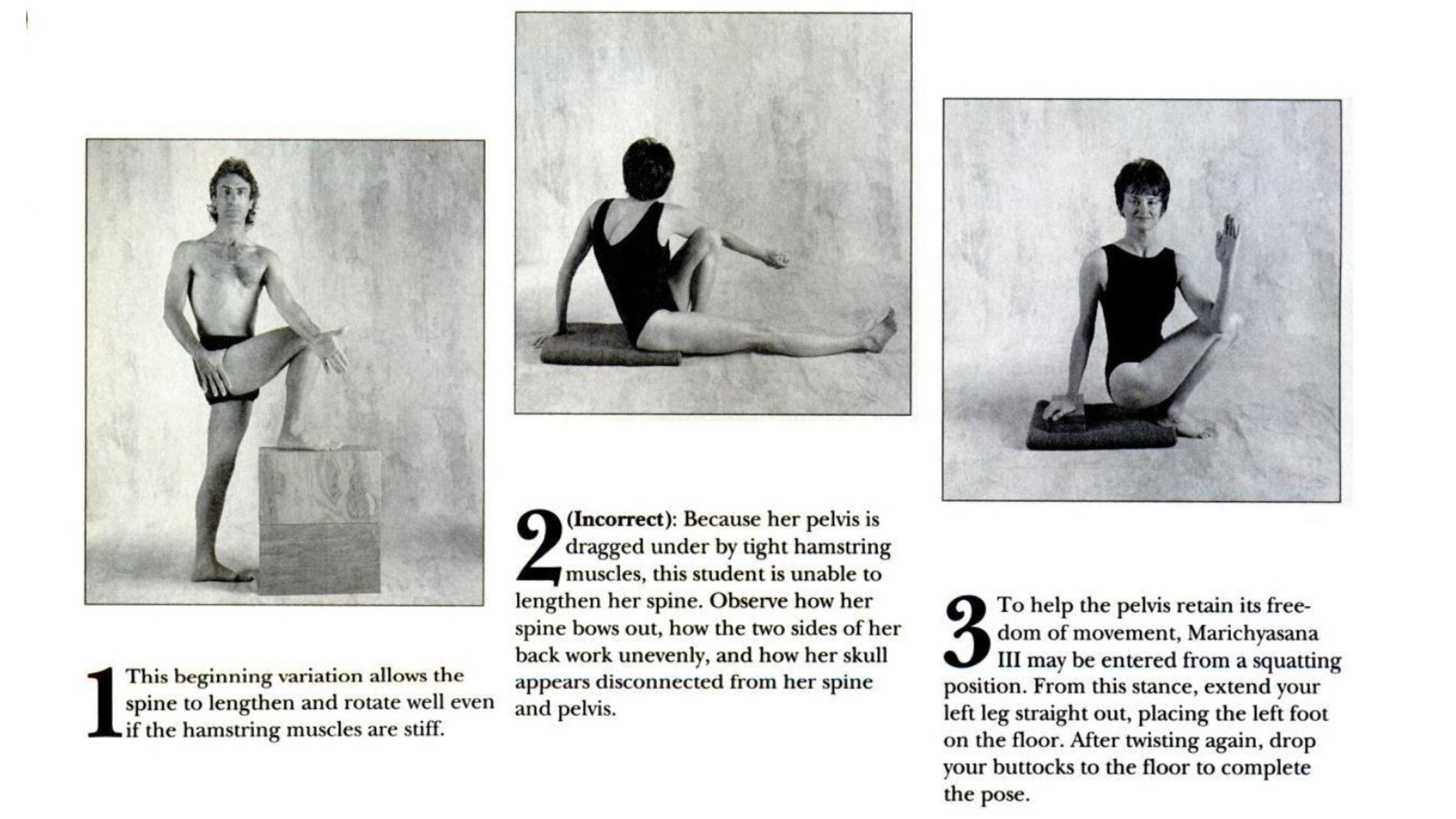 People practicing Marichyasana III.