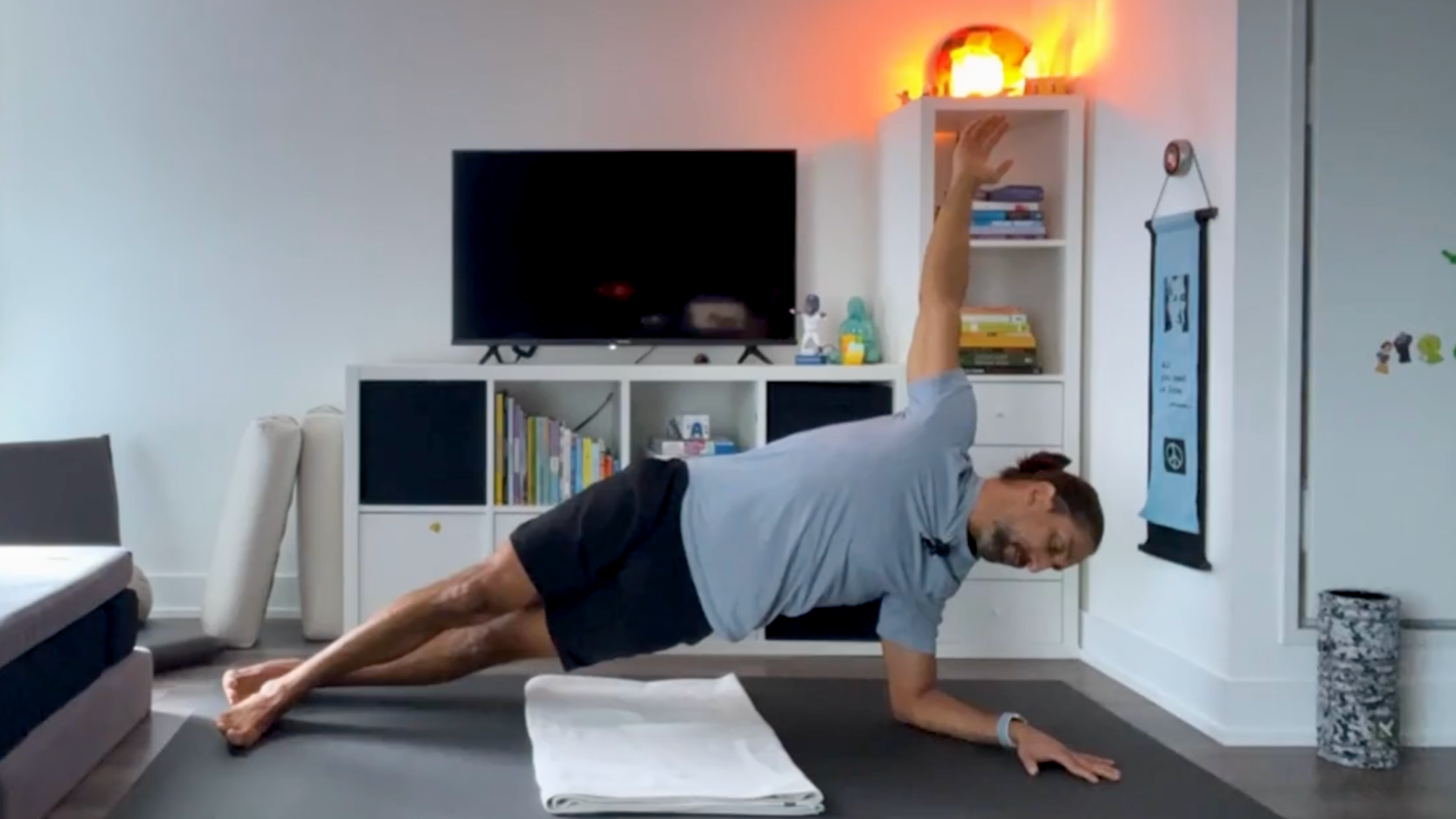 Teacher Jaffer Hussain in Side Plank